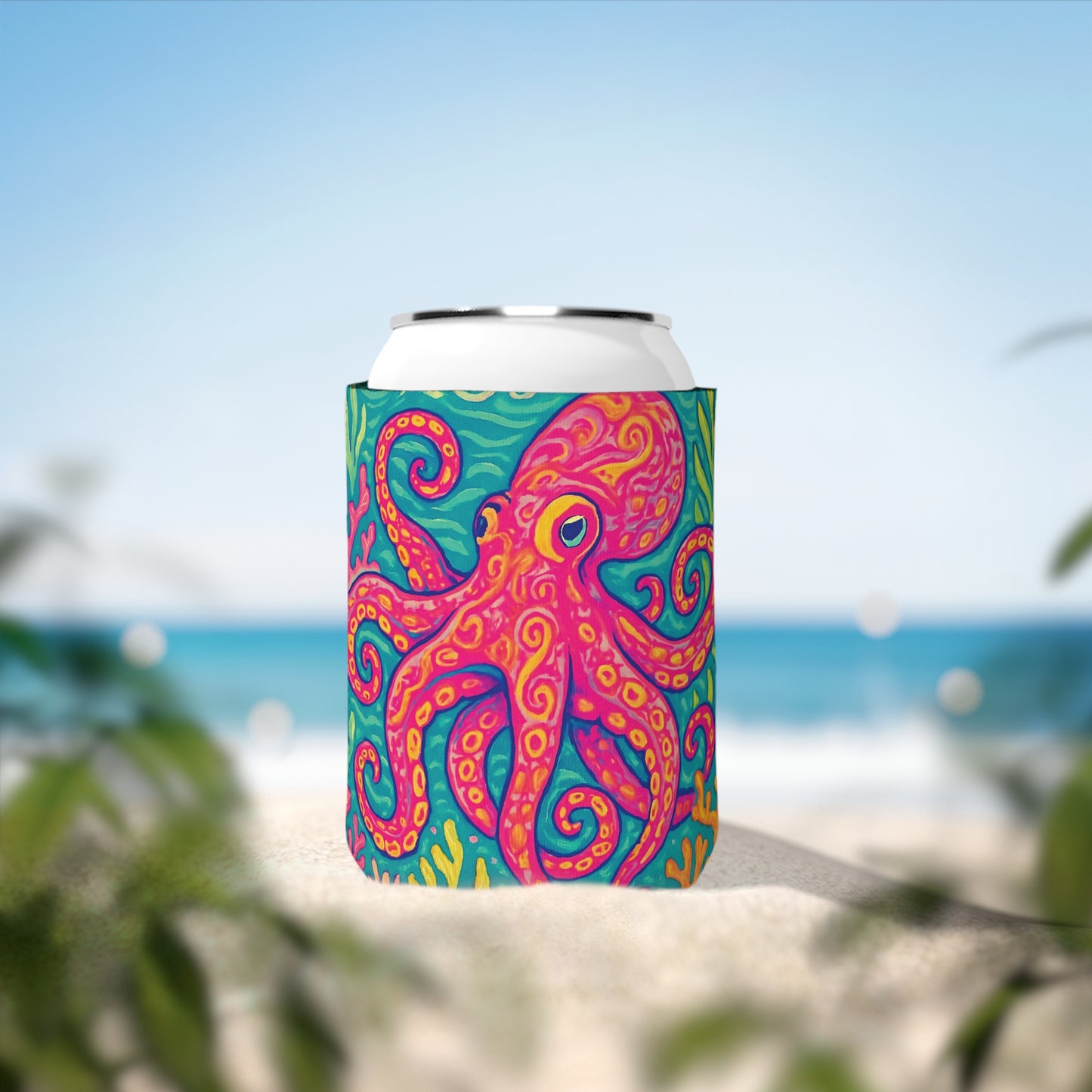 Octopus Kraken Joe/Red Can Cooler Sleeve - Perfect for Outdoor Picnics