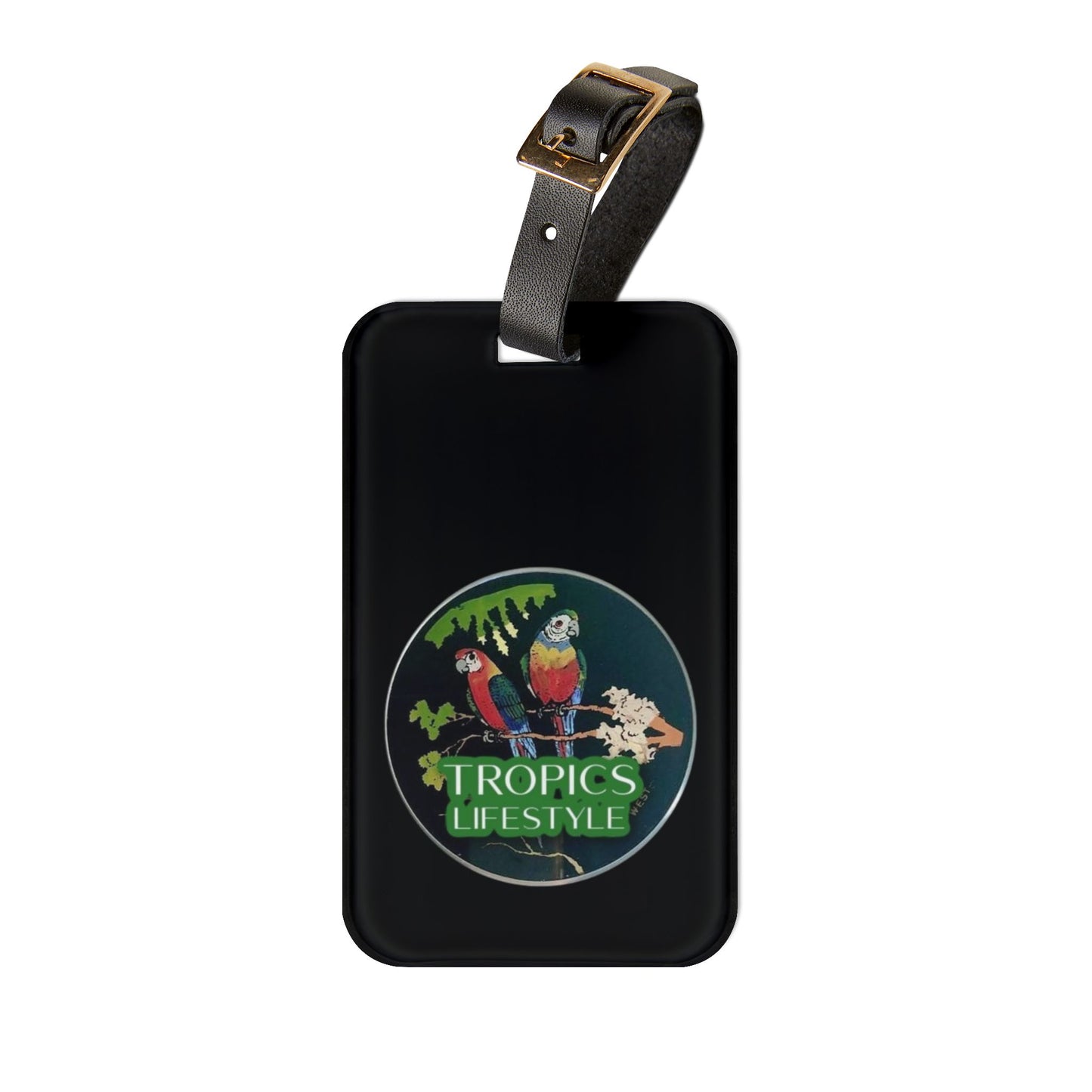 Luggage Tag - Two Brazilian Parrots, black