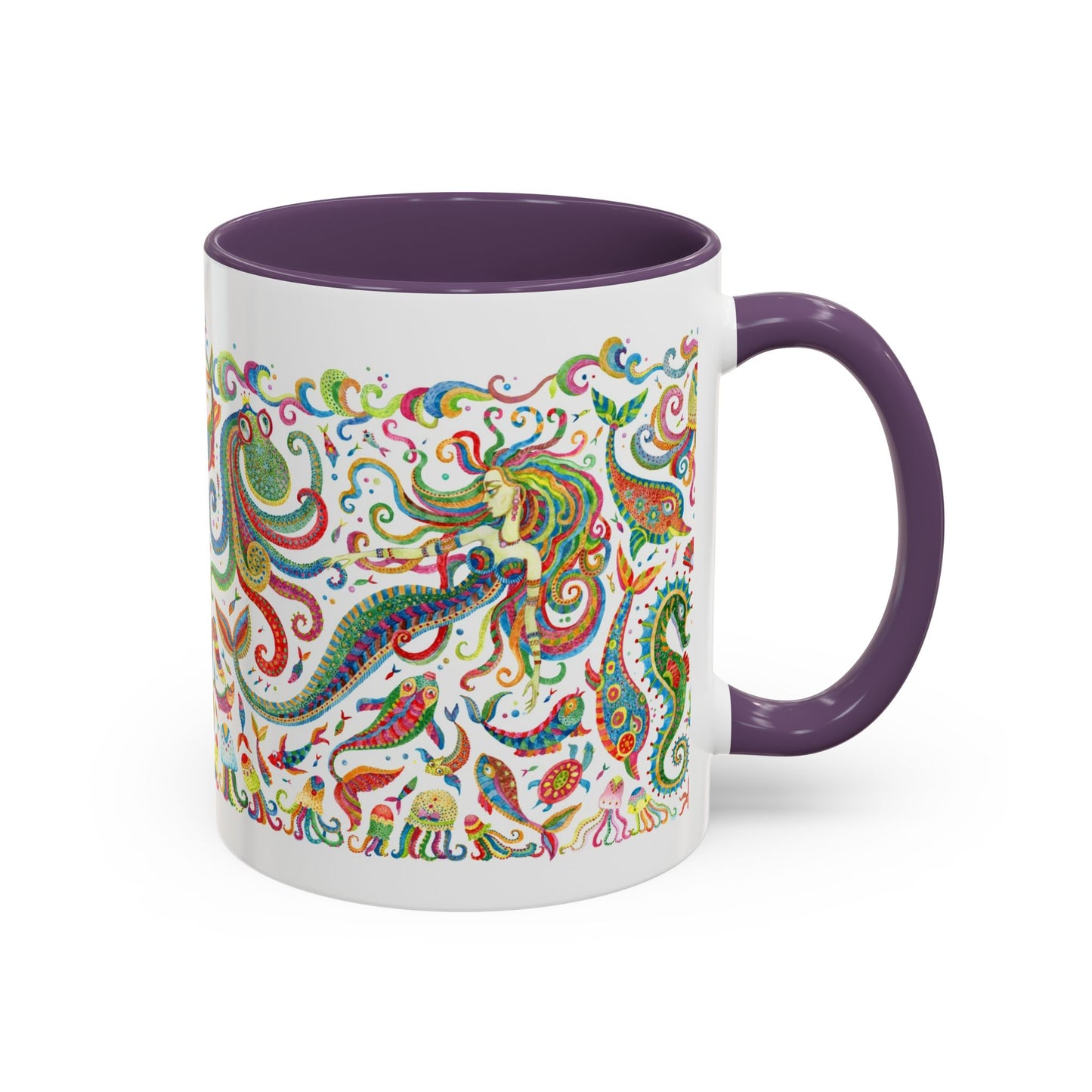 Accent Coffee Mug | Tropical-Inspired Drinkware / Colorful Mermaid Kingdom