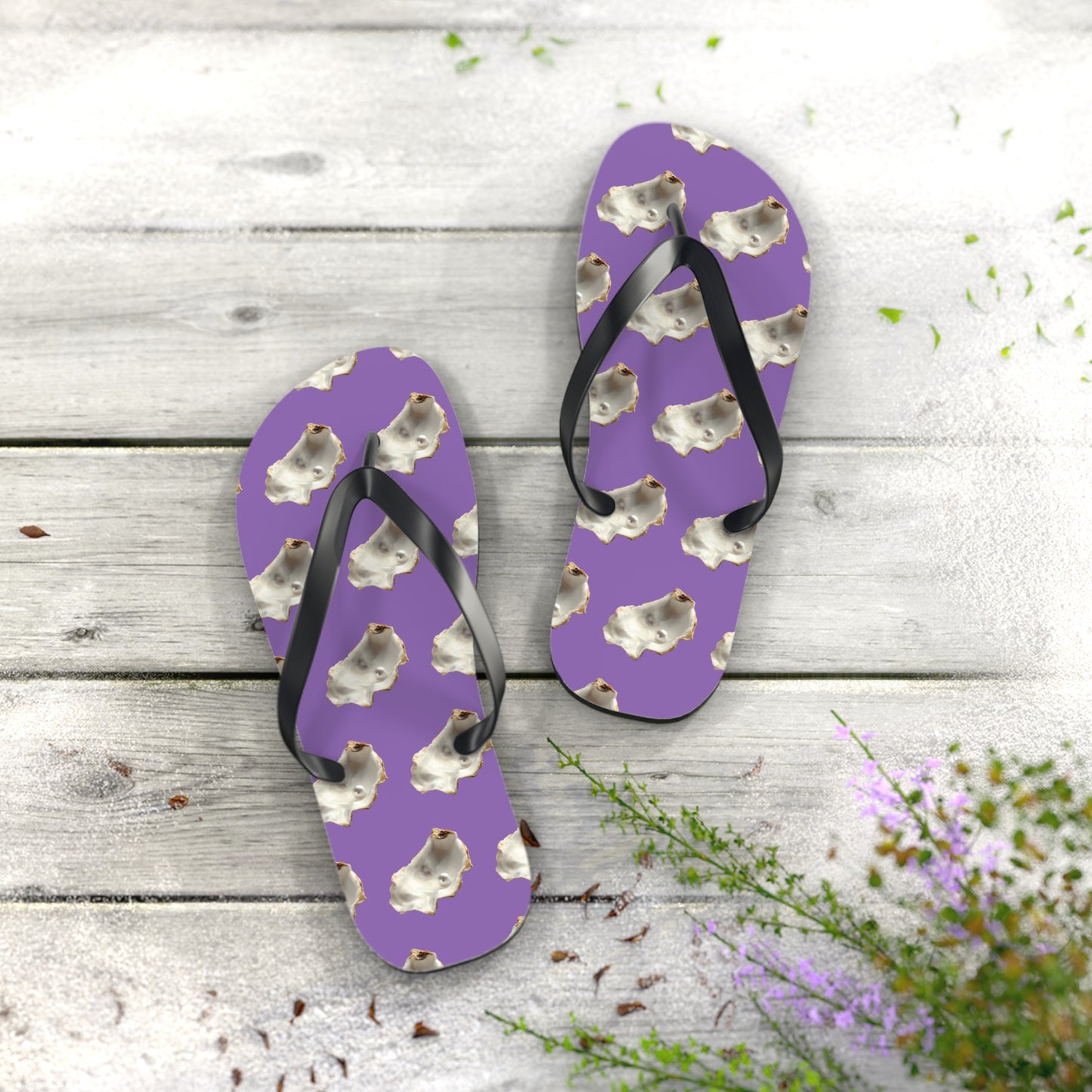 Flip Flops - White Pearl Oyster, light purple