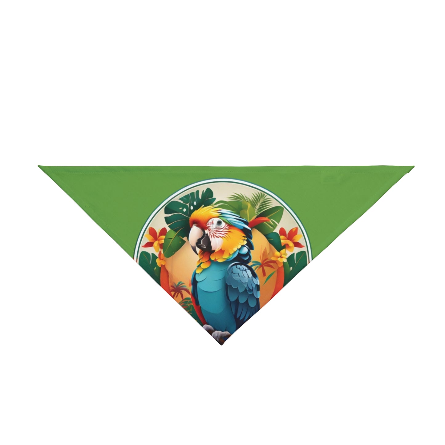 Green Parrot Friend Tropical Pet Bandana, 2 Sizes - Stylish accessory for dogs & cats