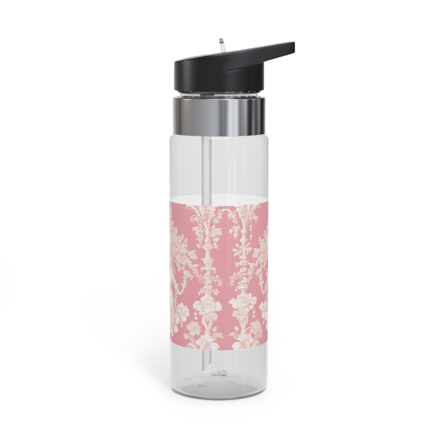 Tropical 20oz Tritan Sport Water Bottle -  Leakproof, Lightweight, BPA-Free / Pearl Lady Toile, Hibiscus Pink