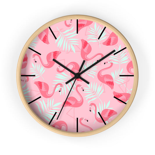 Tropical Flamingo and White Palms Wall Clock - Perfect for Beach Lovers