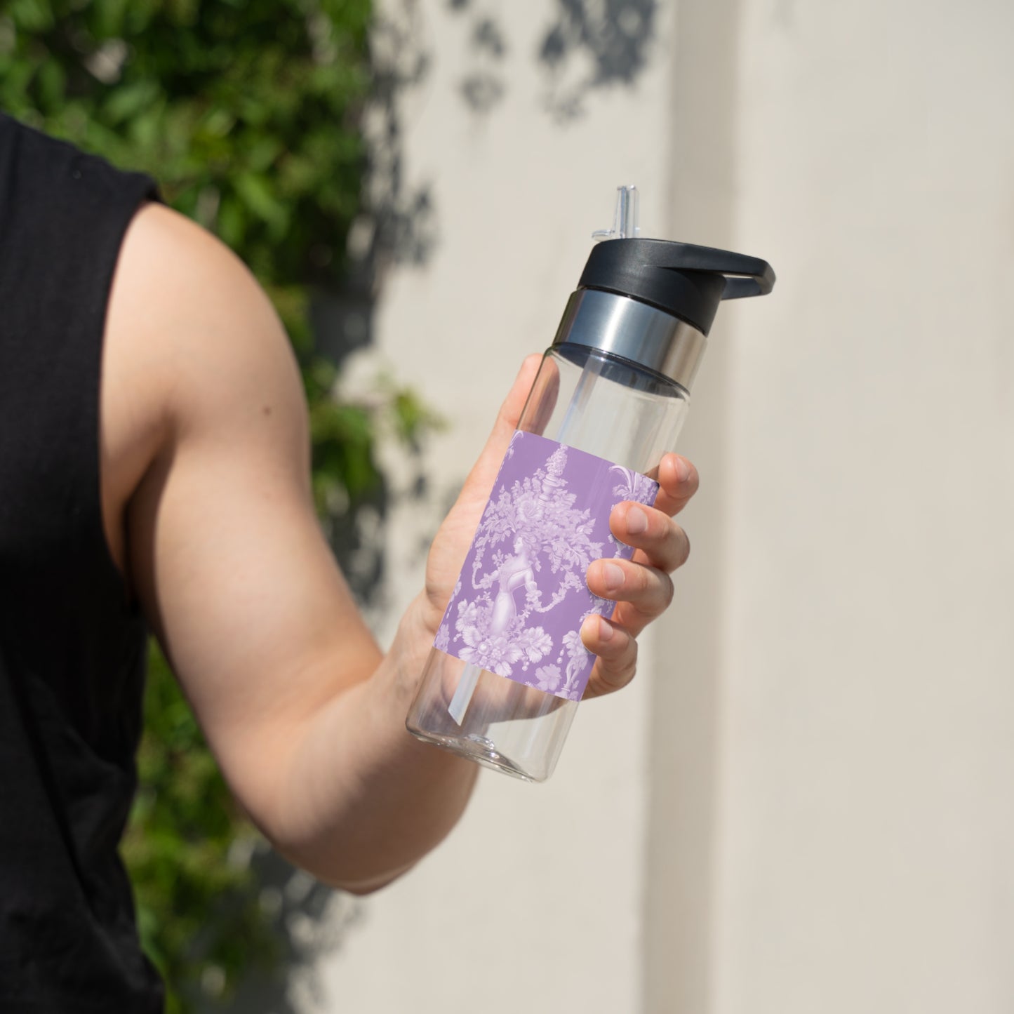 Tropical 20oz Tritan Sport Water Bottle -  Leakproof, Lightweight, BPA-Free / Pearl Lady Toile, Purple