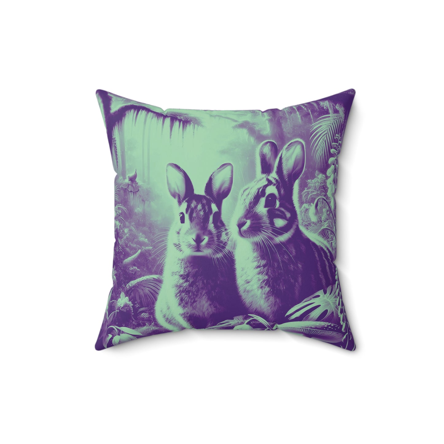 Decorative Pillow - Accent Cushion, 4 Sizes /Tropical Sumatran Rabbits/Minty