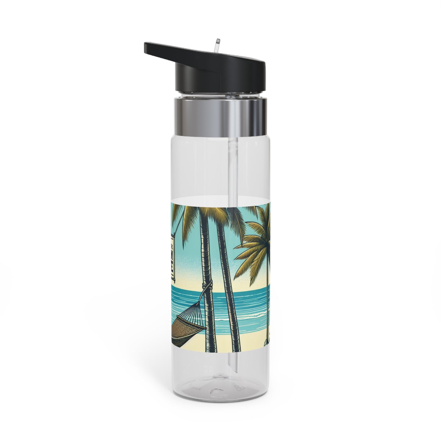 Tropical 20oz Tritan Sport Water Bottle -  Leakproof, Lightweight, BPA-Free / Hammock on the Beach