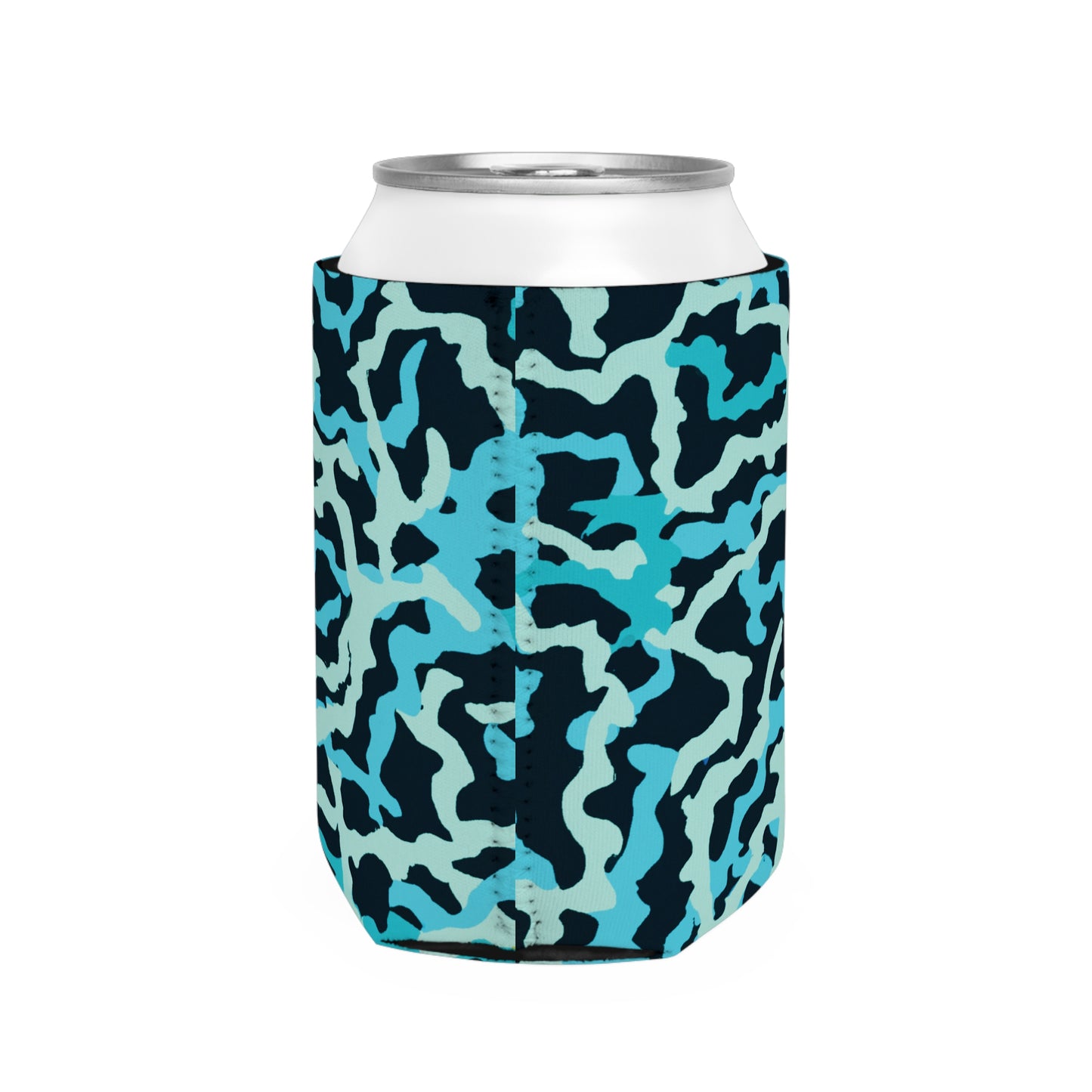 Coral Threads/Turquoise Can Cooler Sleeve - Perfect for Outdoor Picnics