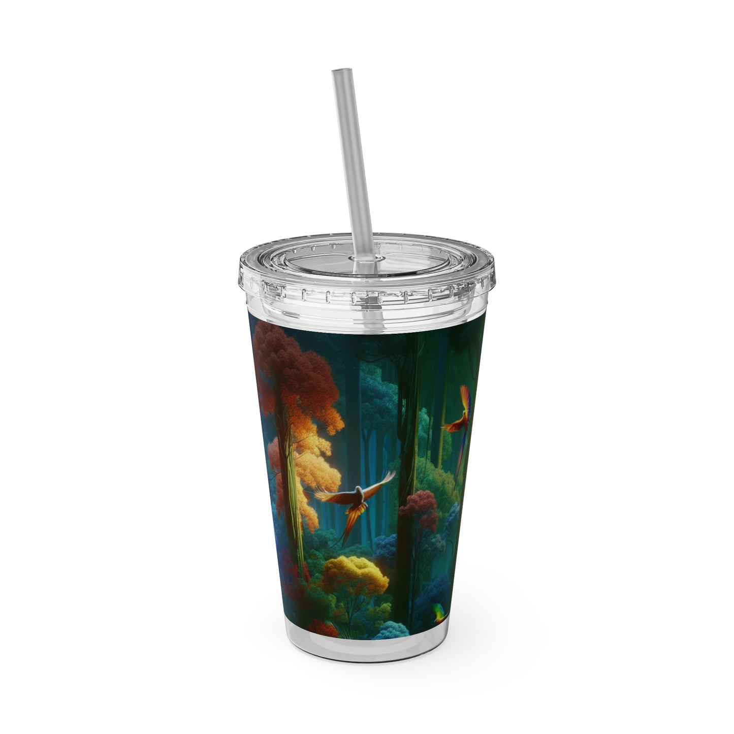 Tropical Tumbler with Straw | 16oz Colorful Travel Cup / Flight School