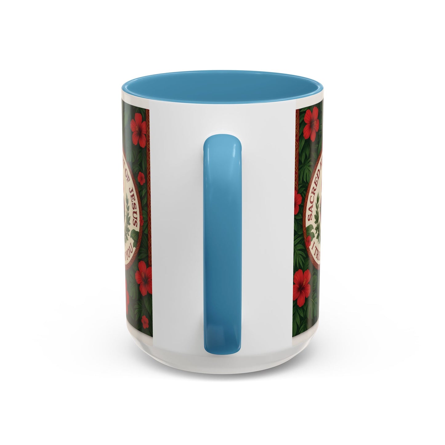 Religious Accent Color Coffee Mug (11, 15oz) / Sacred Heart of Jesus Prayer, Various Colors