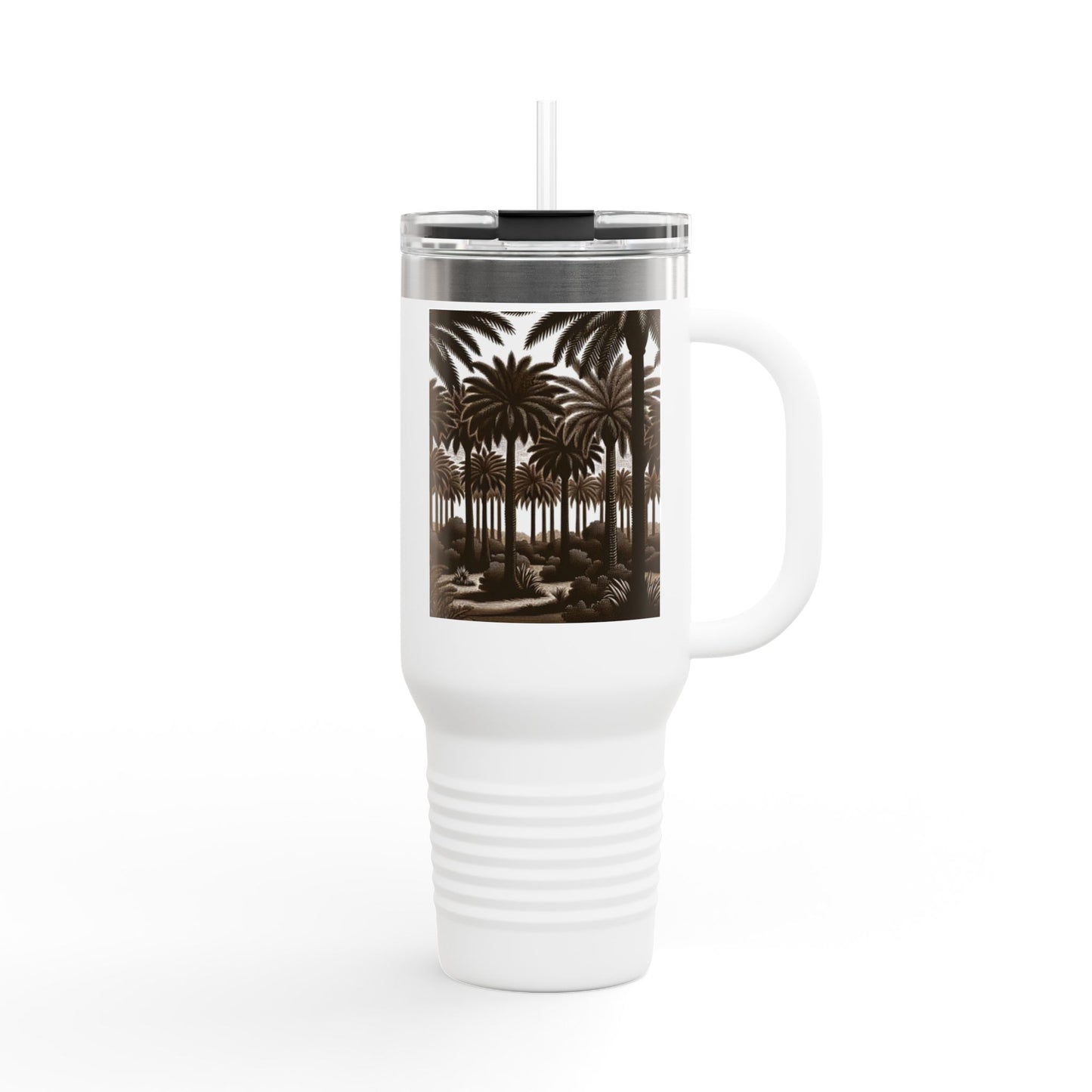 Woodcut Palms Insulated Travel Mug - 40oz - Perfect for Outdoor Adventures