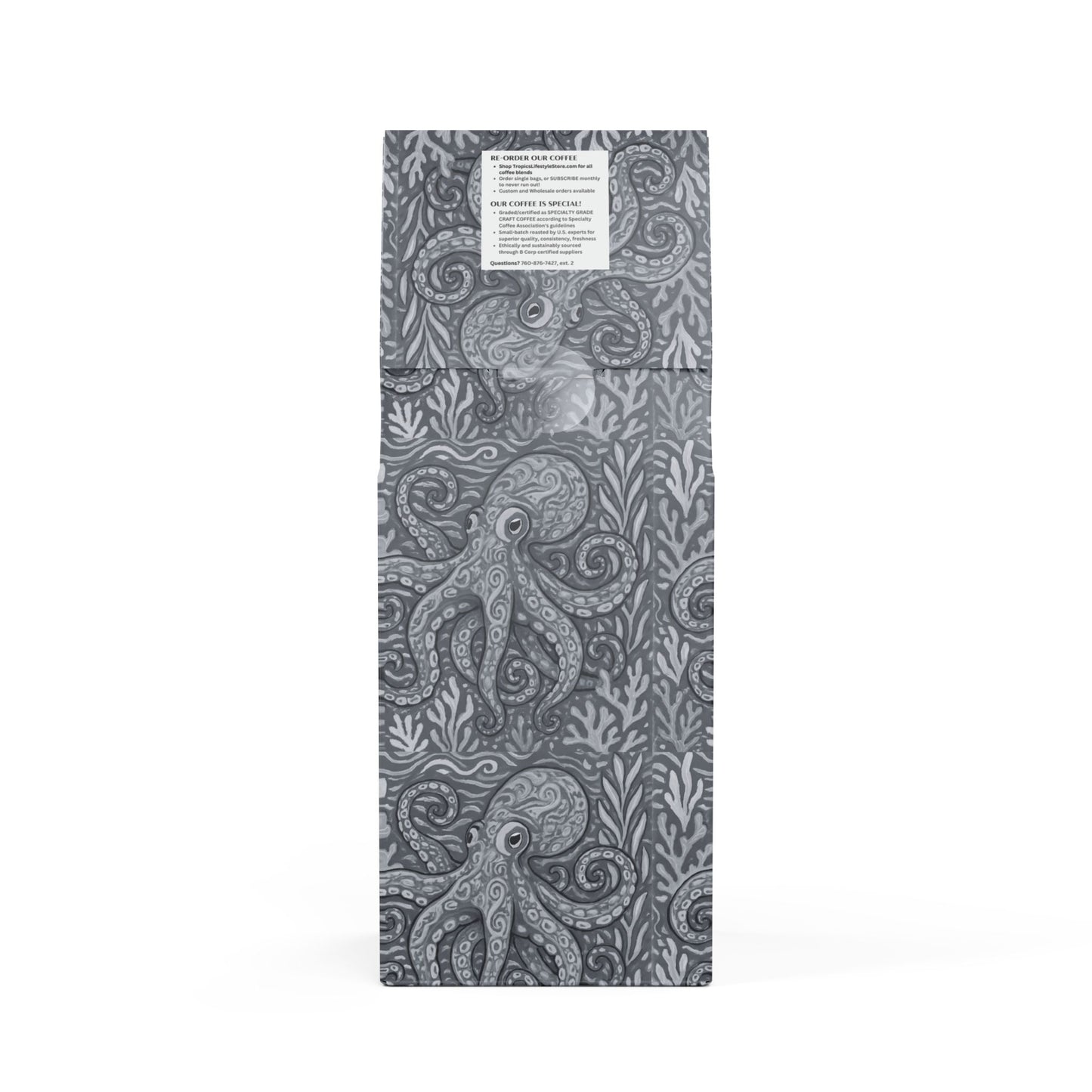 Black Coral Blend™ (Dark French Roast) Specialty Grade Craft Coffee / Octopus Kraken Joe, Noir