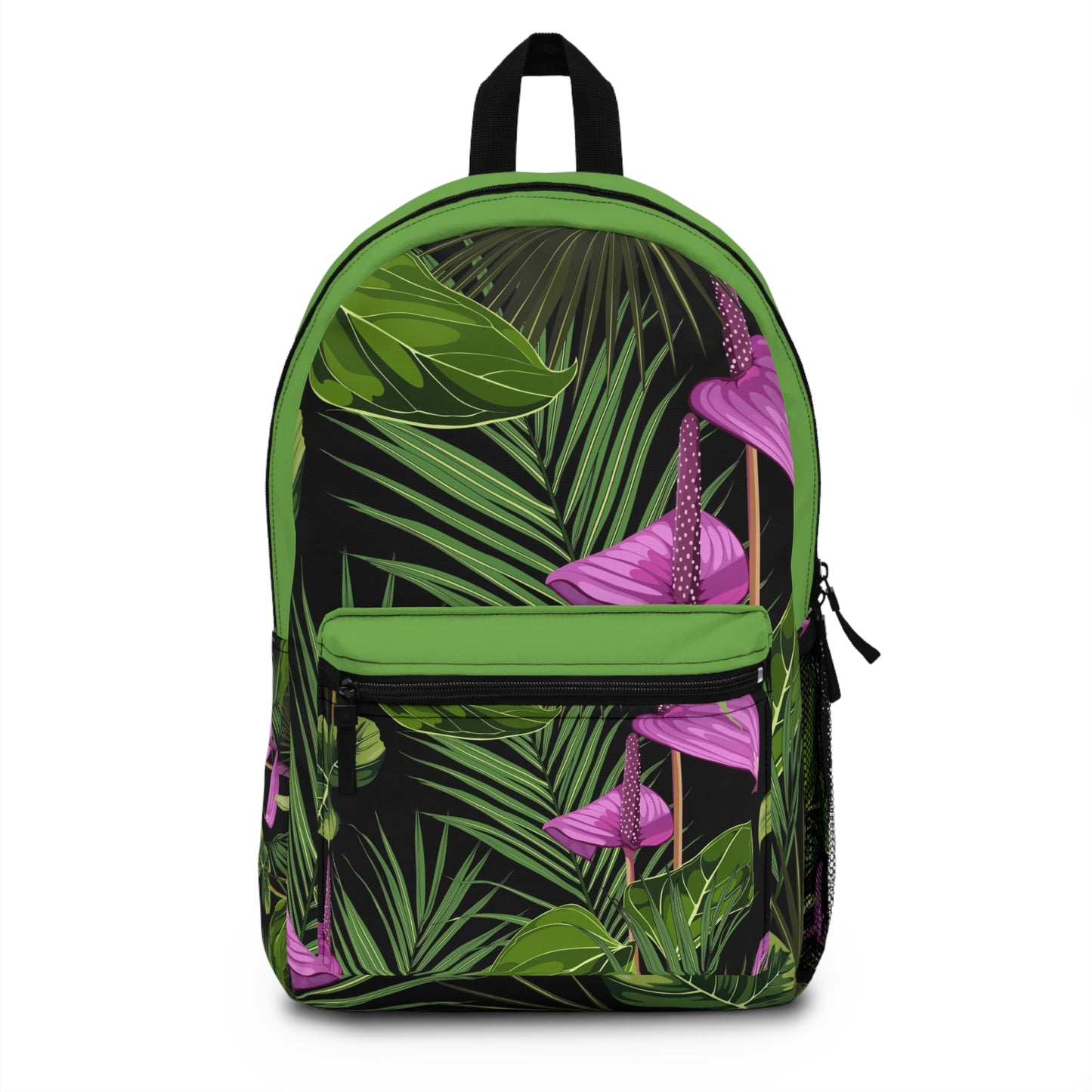 Tropical Floral Backpack - Vibrant Green Design for Nature Lovers / Anthurium and Palm, Green