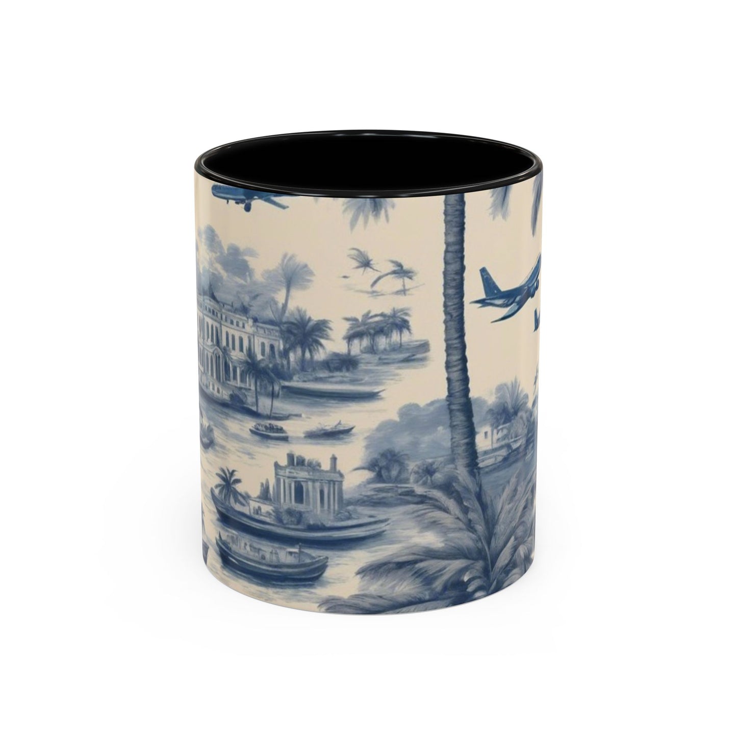 Accent Coffee Mug (11, 15oz), Tropical Travel Toile, Various Colors