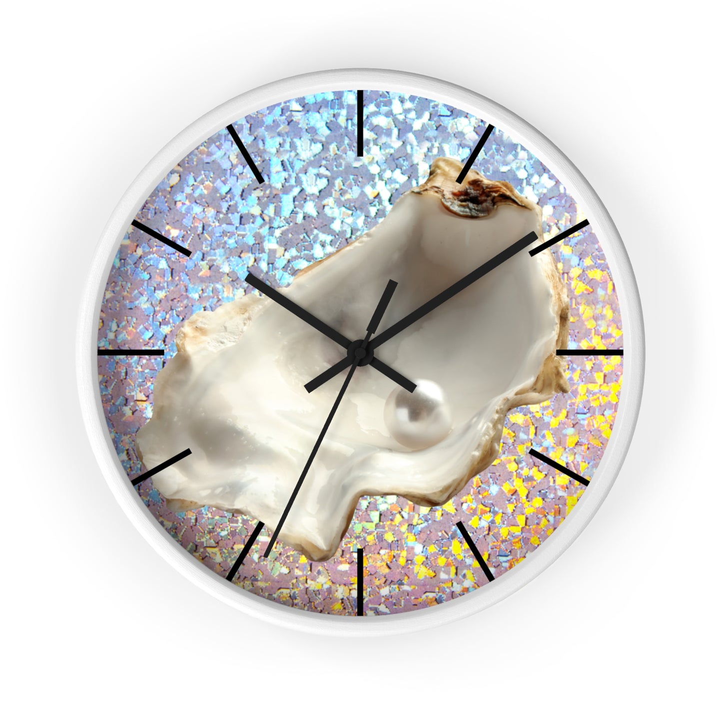 Wall Clock, Disco White Pearl Oyster, Hands/Base Variants