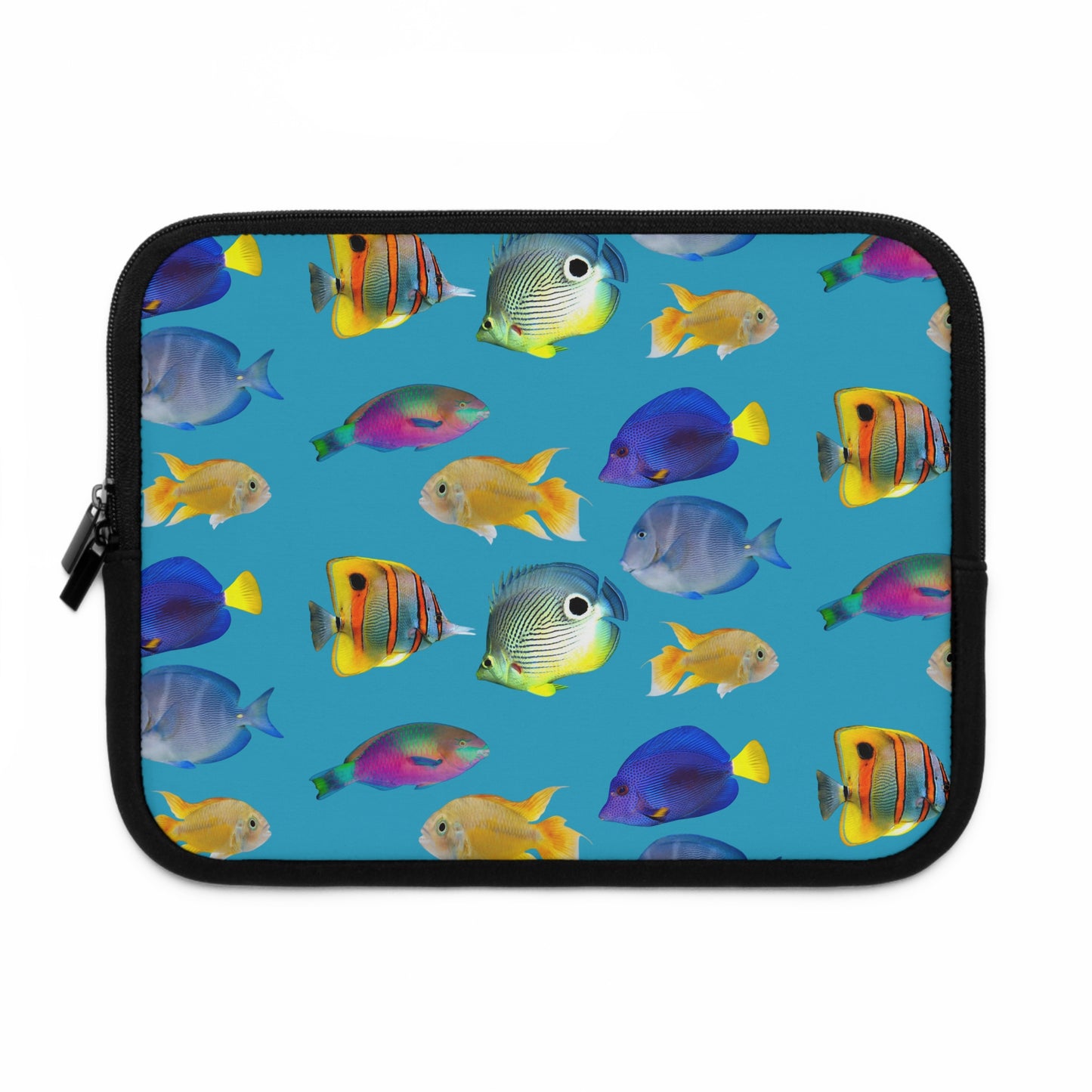 Tropical Laptop Sleeve, 5 Sizes - Perfect for Ocean Lovers & Students / School of Fish, Turquoise
