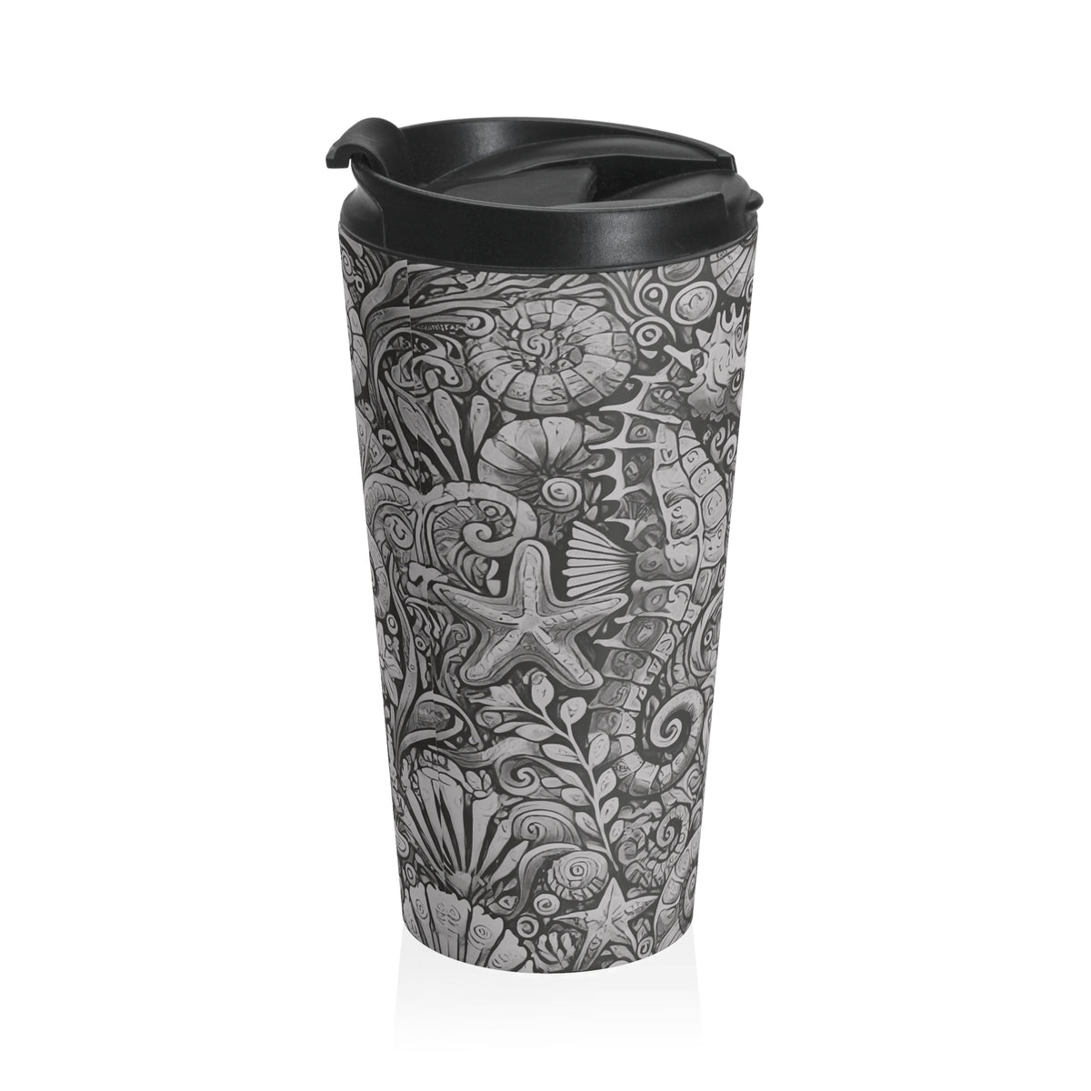 15 oz. Stainless Steel Travel Mug / Seahorse Trio Noir