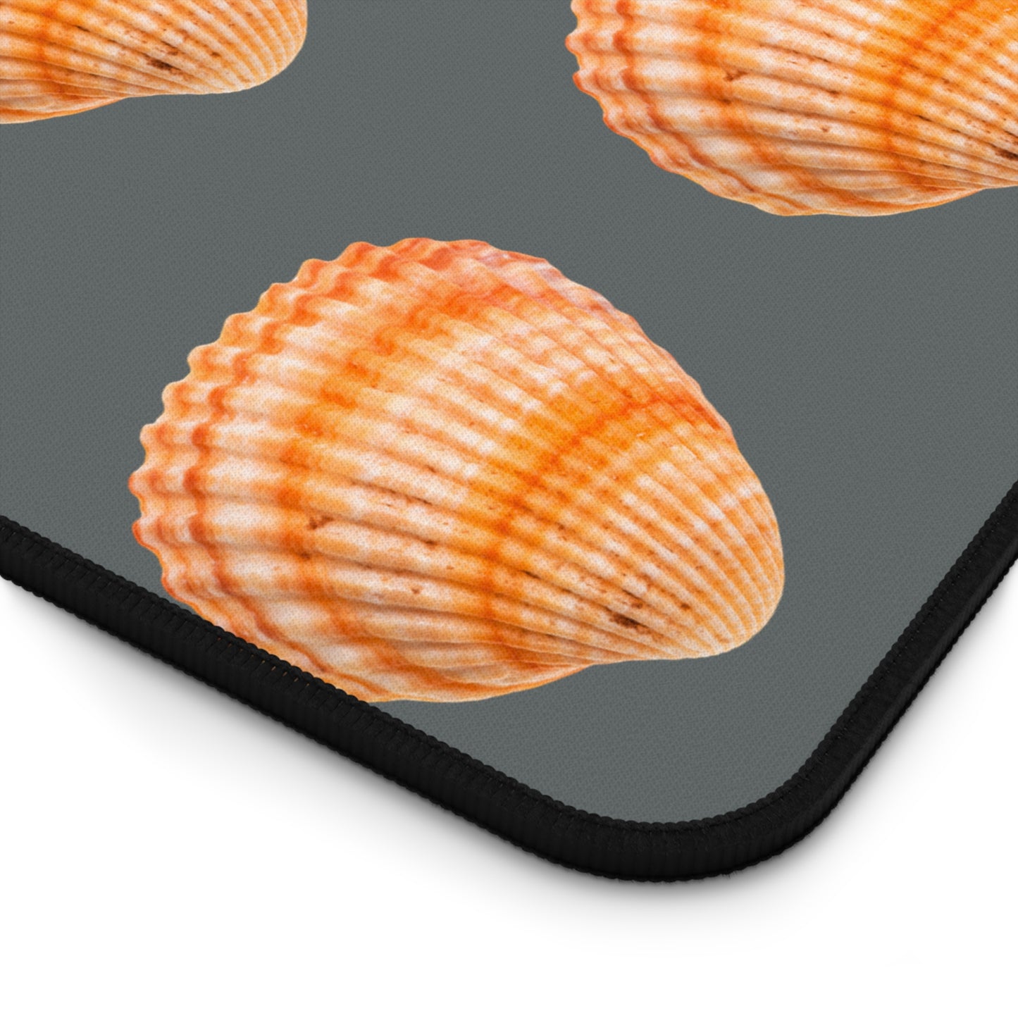 Tropical Mouse Pad/Desk Mat, 3 Sizes - Seashell Design, Perfect for Home Office / Orange Scallop, Dark Grey