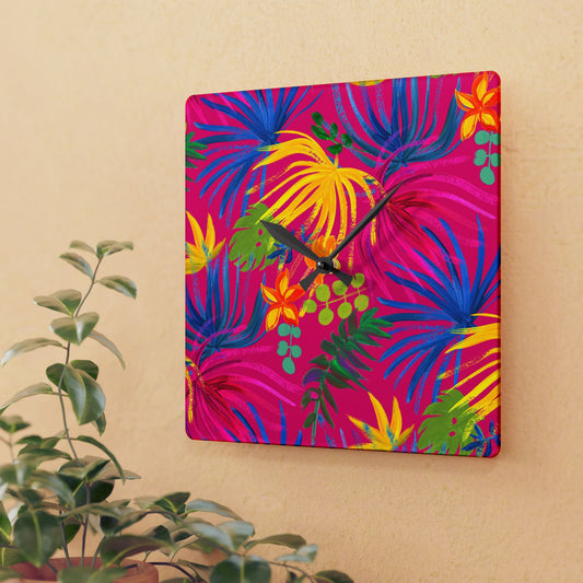 Acrylic Wall Clock, Exotic Flora