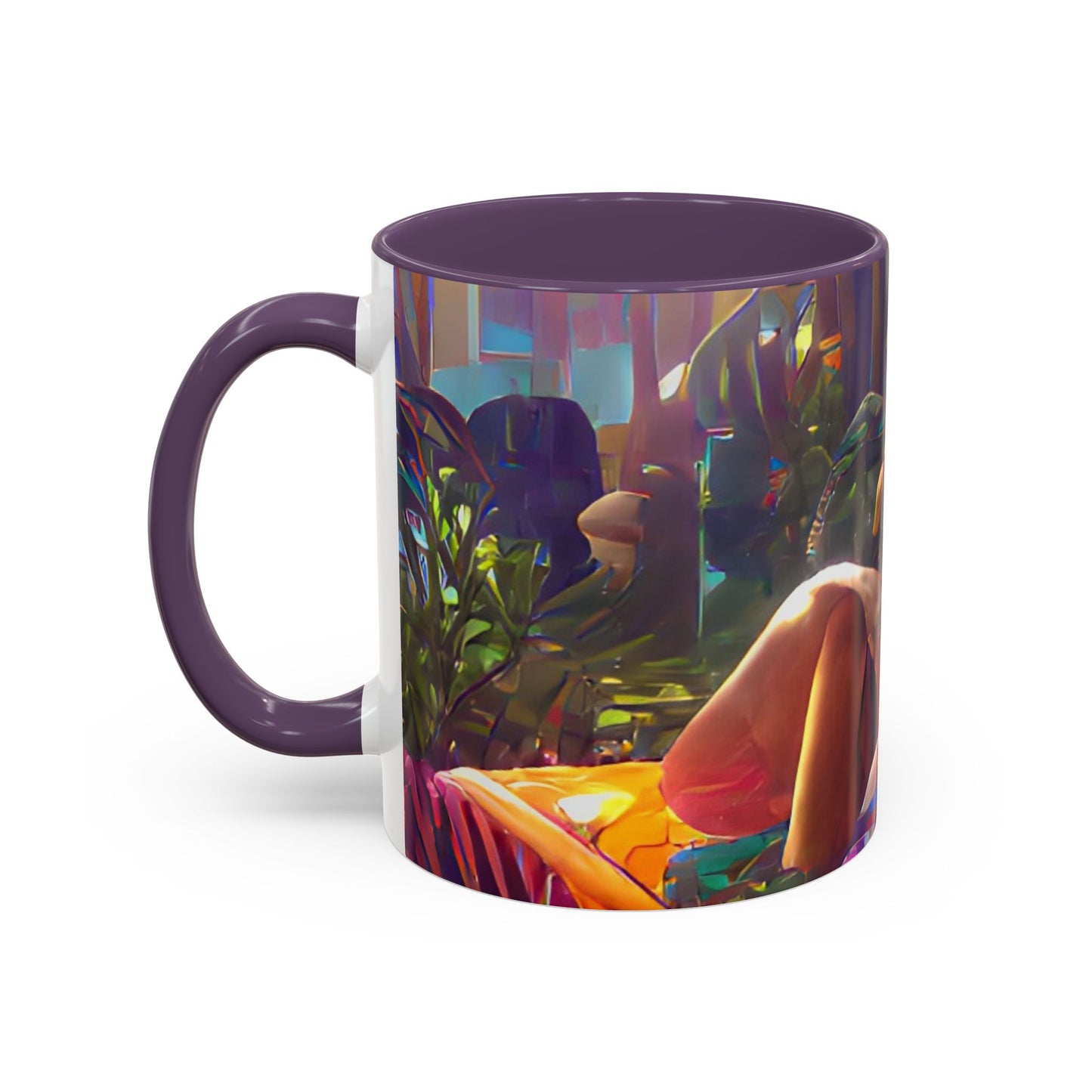 Accent Coffee Mug (11, 15oz) - Midnight Kiss in Tropical Garden