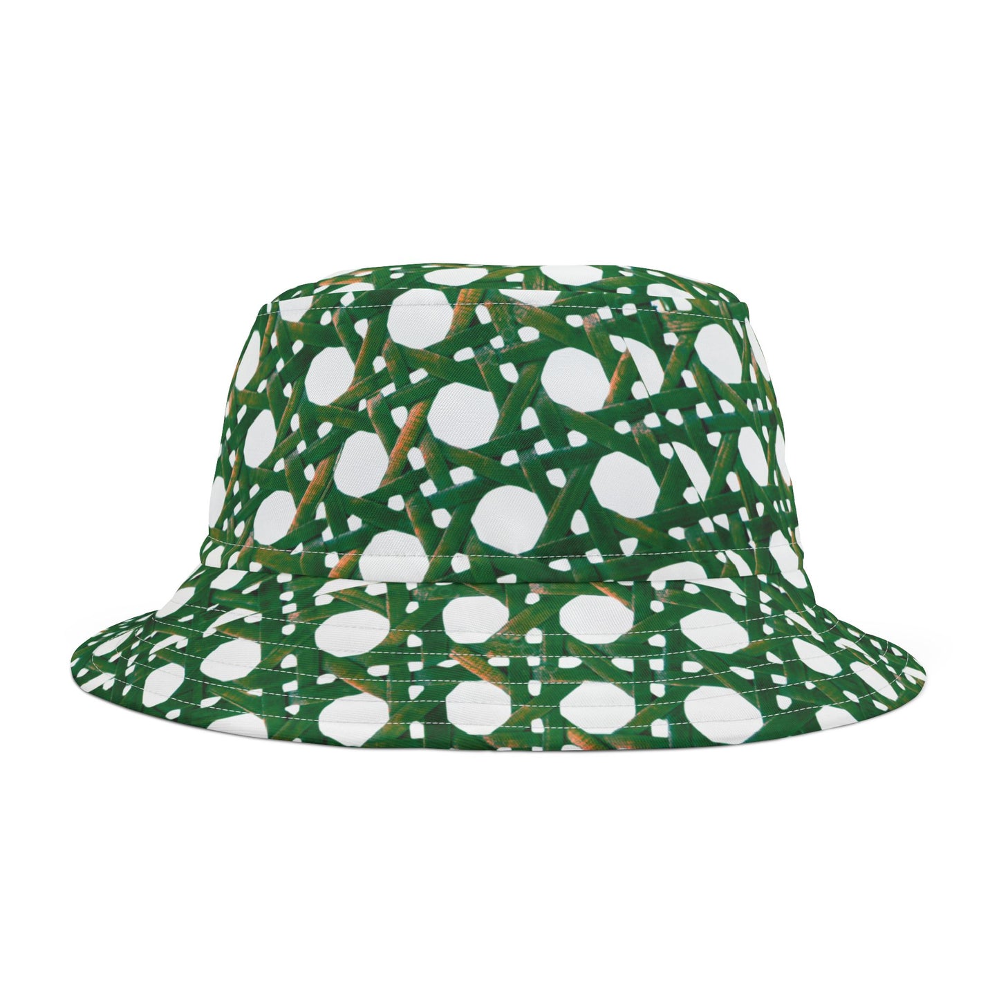 Green Wicker / Polyester Bucket Hat for Beach Lovers