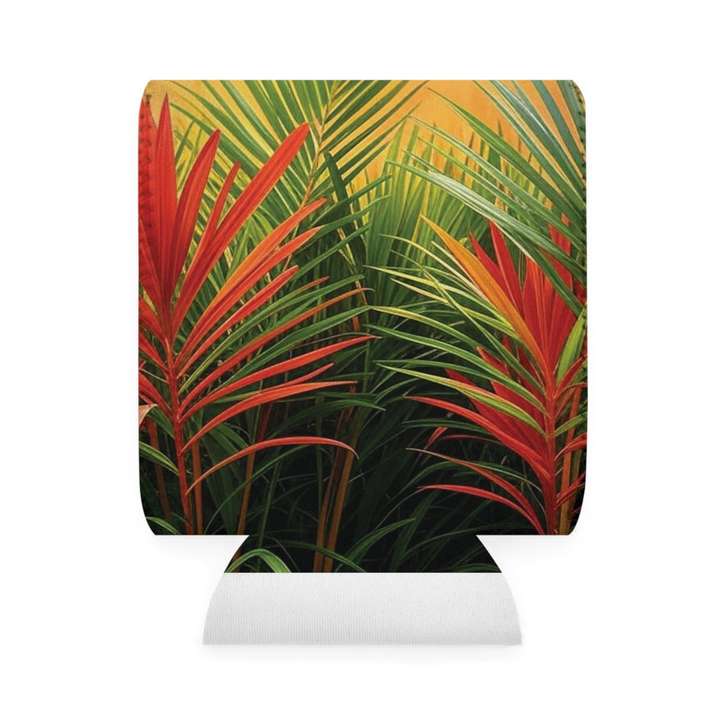 Red Flame Palms Can Cooler Sleeve - Perfect for Outdoor Picnics