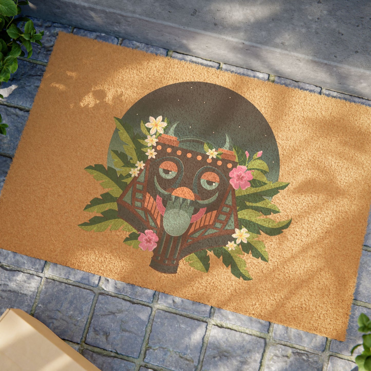 Tropical Doormat - Vibrant Coconut Fiber Entrance Mat / Tiki Boss Oke