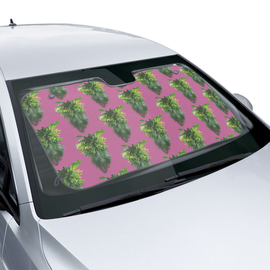 Tropical Car Sun Shades / Palm Fronds Cascade, light pink