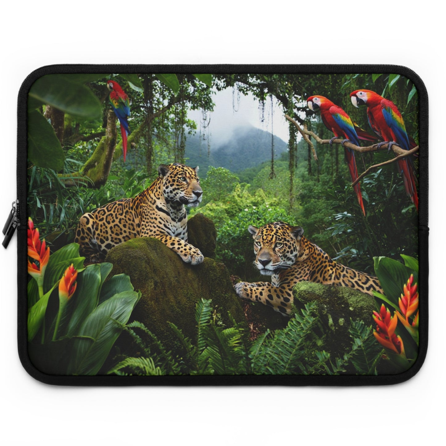 Tropical Laptop Sleeve, 5 Sizes - Perfect for Rainforest Lovers & Students / Jaguars at Rest