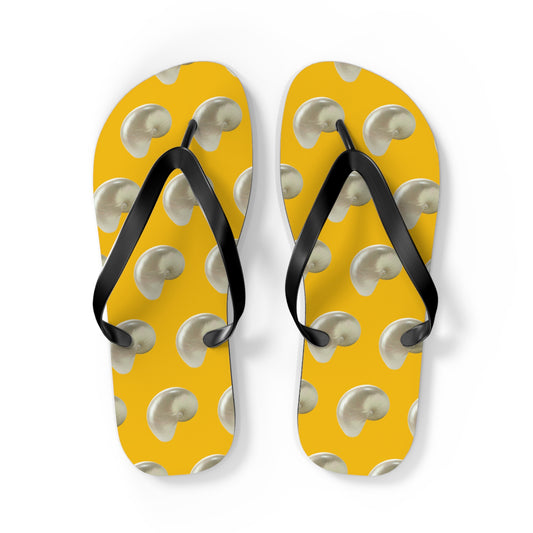 Flip Flops - White Nautilus Shell, yellow