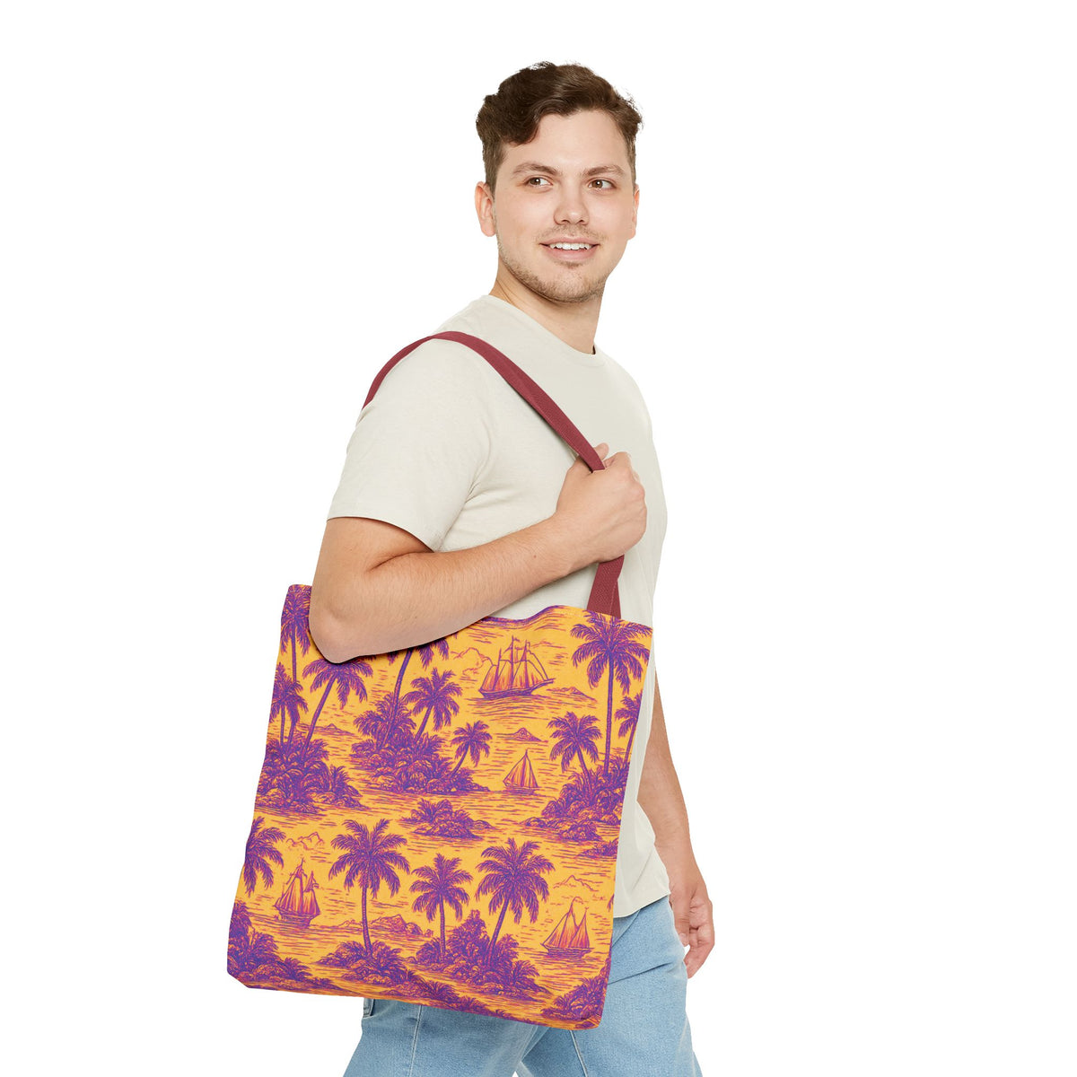 Faraway Toile/Pop Tote Bag - 3 Sizes