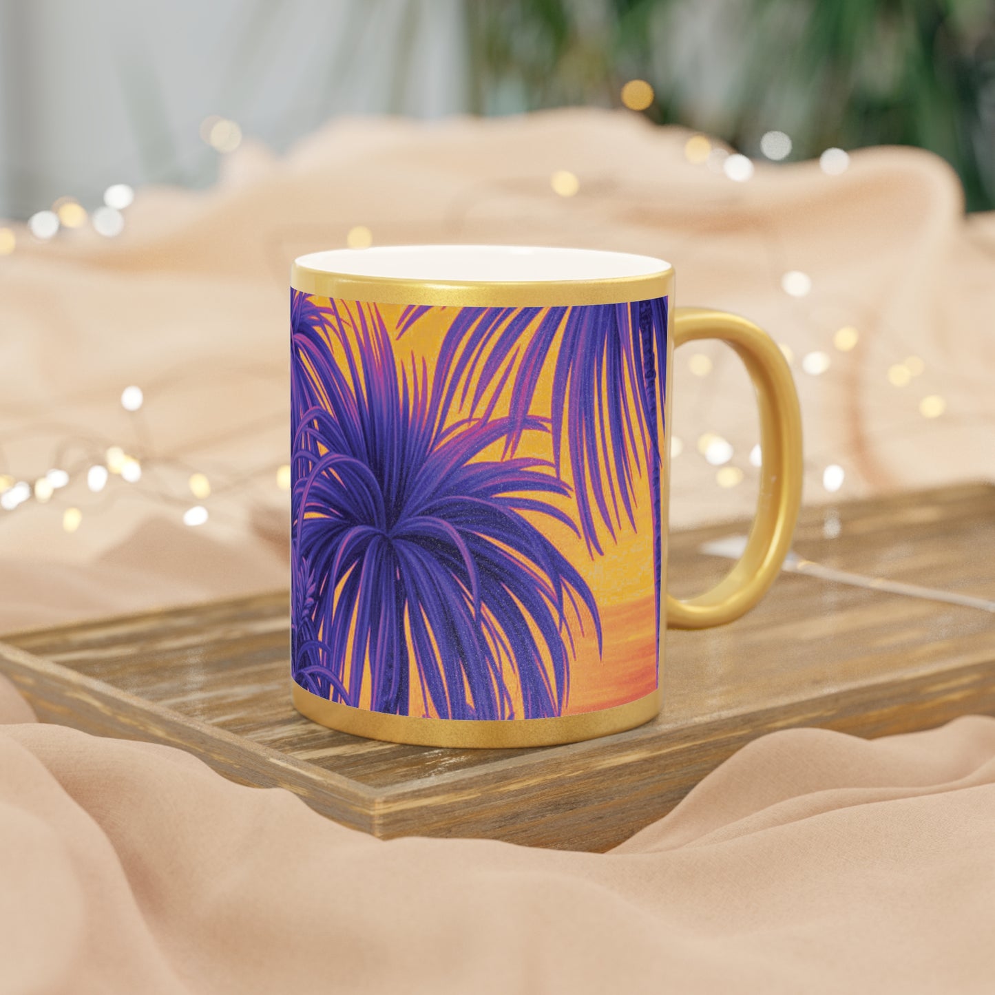 Tropical Metallic Mug, Gold or Silver - Tiny Palm Island Pop