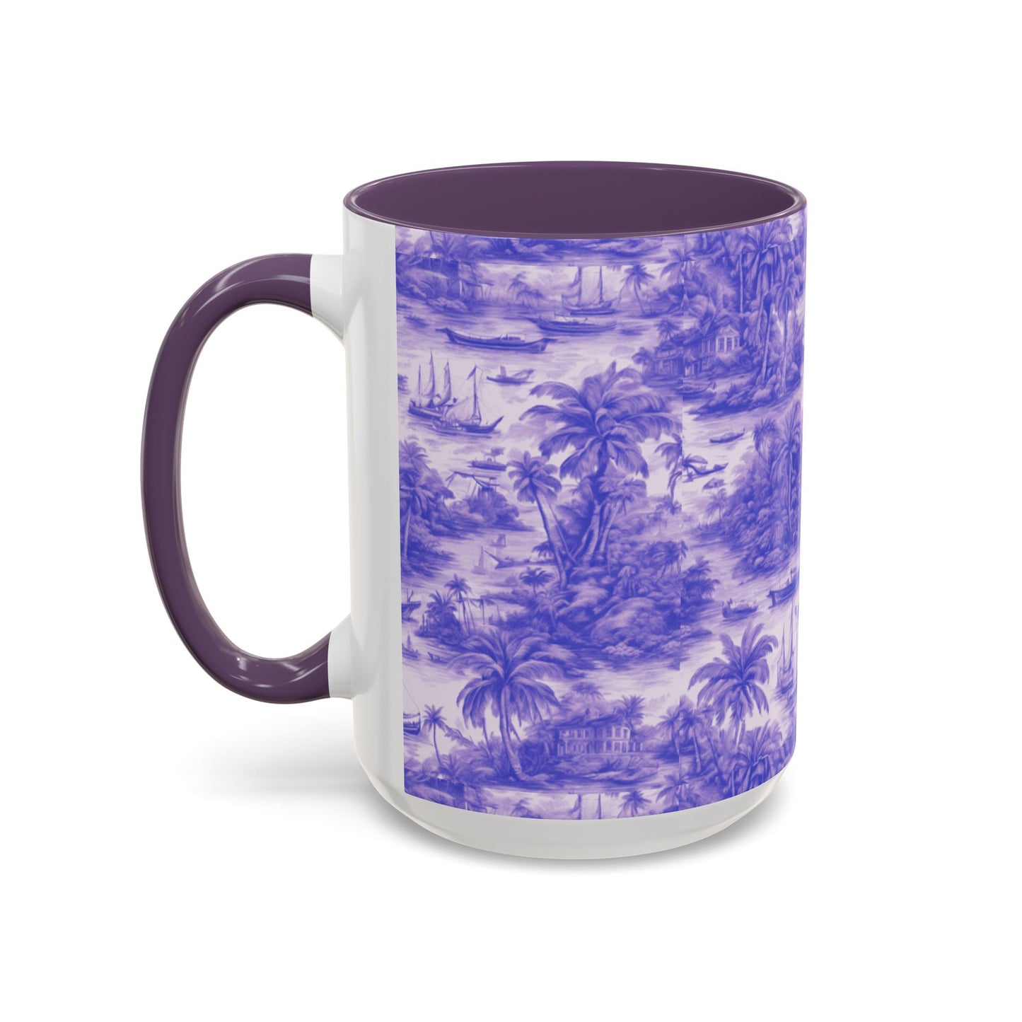 Accent Coffee Mug (11, 15oz), 8 Colors - Tropical Toile #1, purple