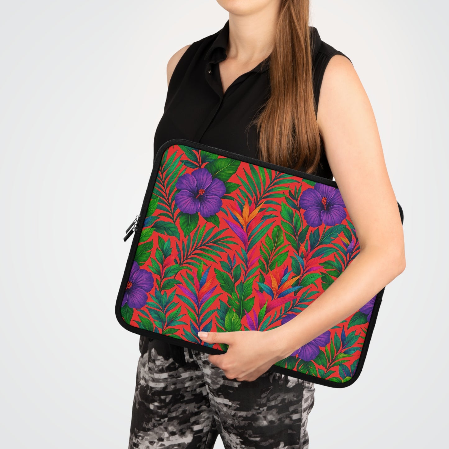 Tropical Laptop Sleeve, 5 Sizes - Perfect for Beach Lovers & Students / Midnight Flowers