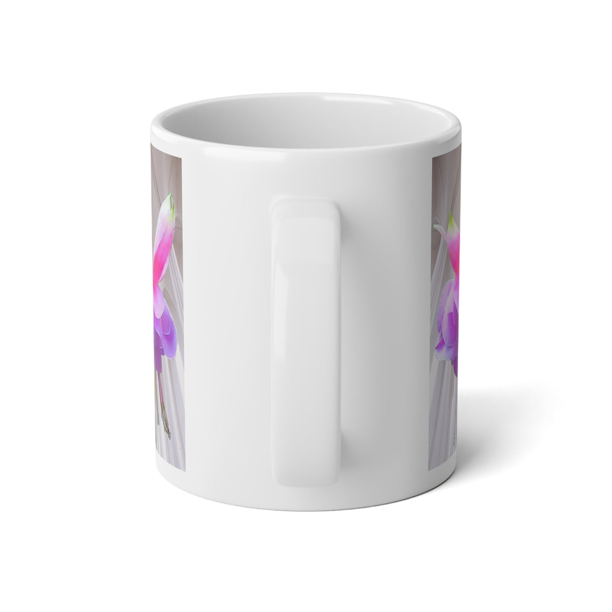 Jumbo Mug, 20oz, Gothic Two Purple Fuschias | Tropical Coffee Cup