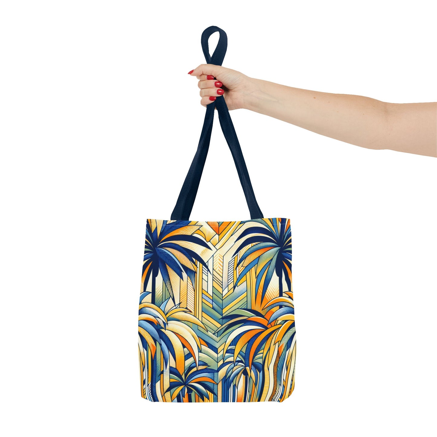 Stylized Palms Blue Tote Bag - 3 Sizes