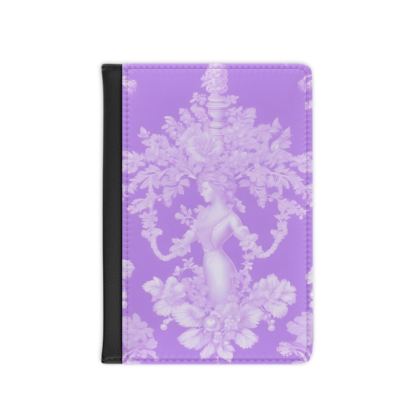 Tropical Passport Cover, Faux Leather - RFID blocking for travel security / Pearl Lady Toile, Amethyst