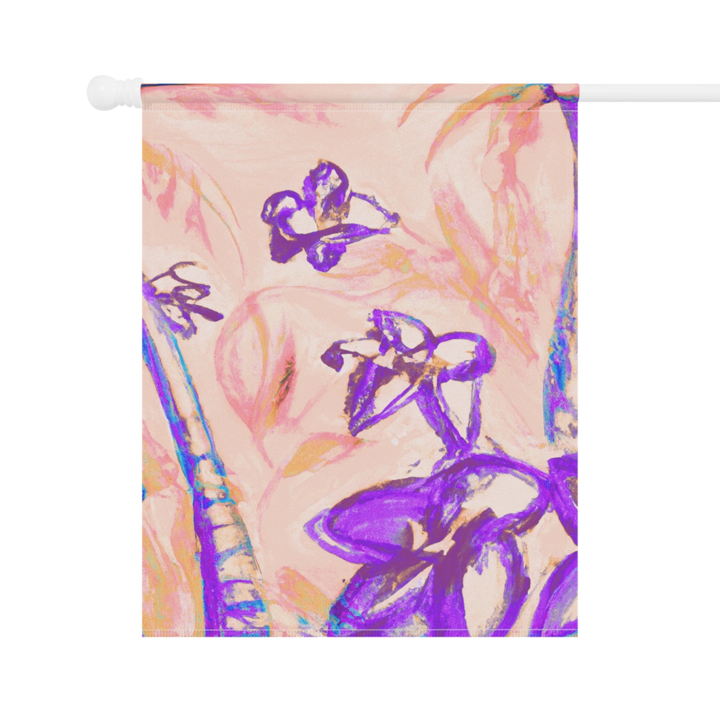 Tropical Garden Flag  - Perfect for Outdoor Decor / Tropical Doodles, Peach