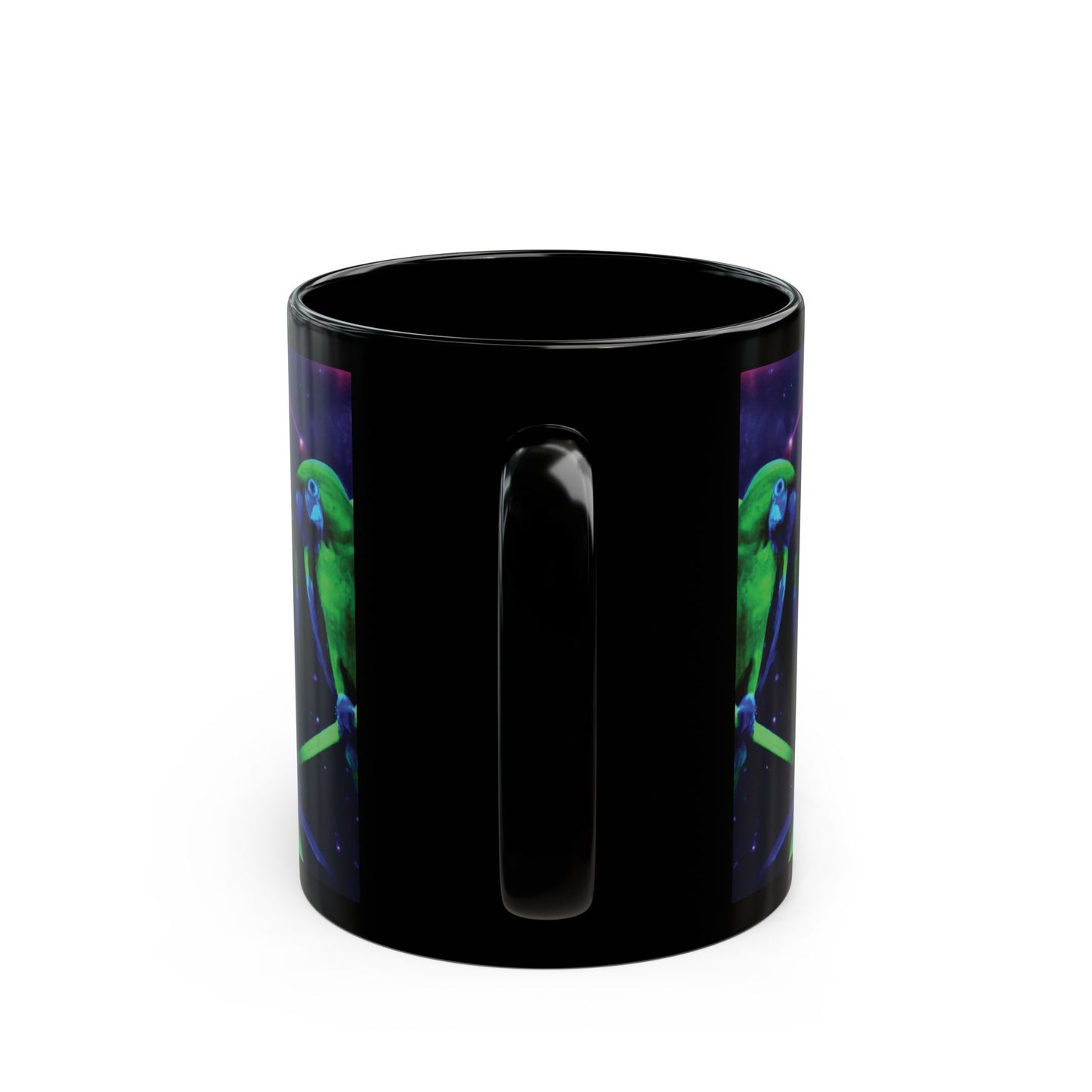 Black Coffee Mug - Galactic Parrot, 2 Sides
