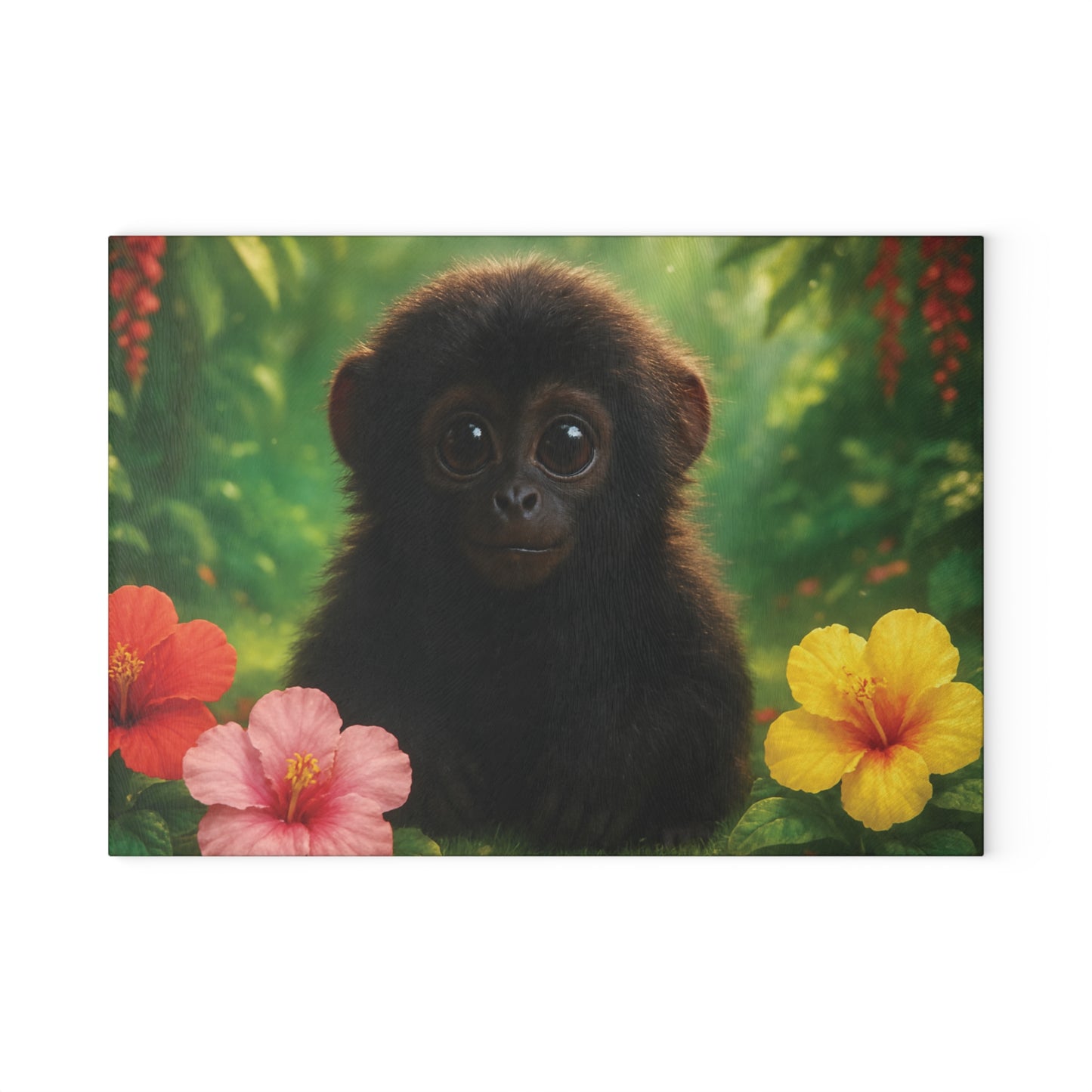 Glass Cutting Board, 2 sizes - Baby Howler Monkey