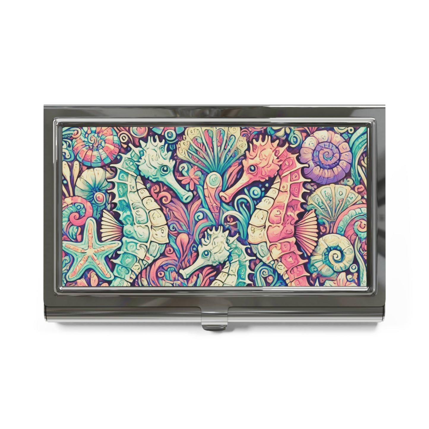 Business Card Holder/Case - Seahorse Trio, Retro