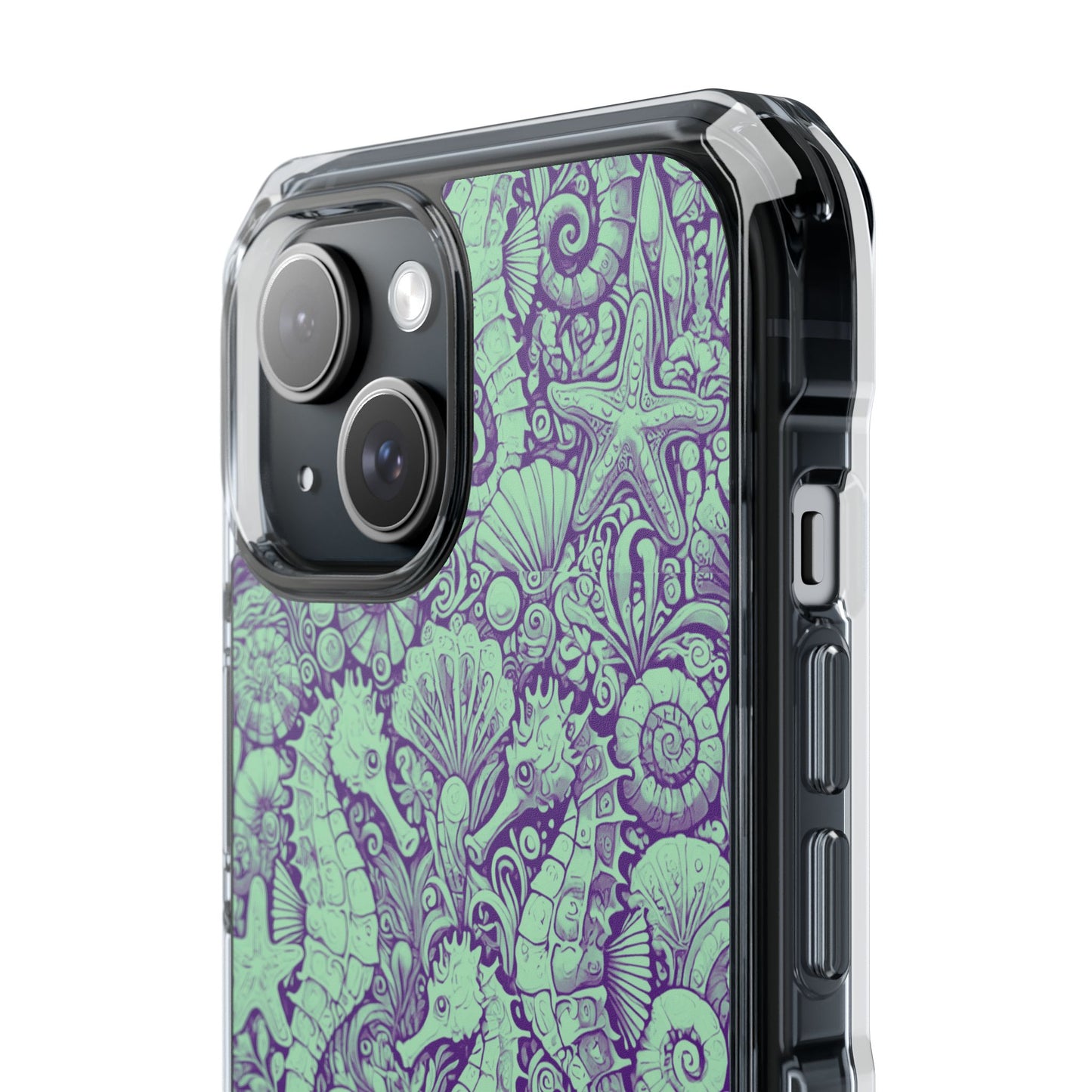 Seahorses/Minty Magnetic Clear Phone Case, Many Models