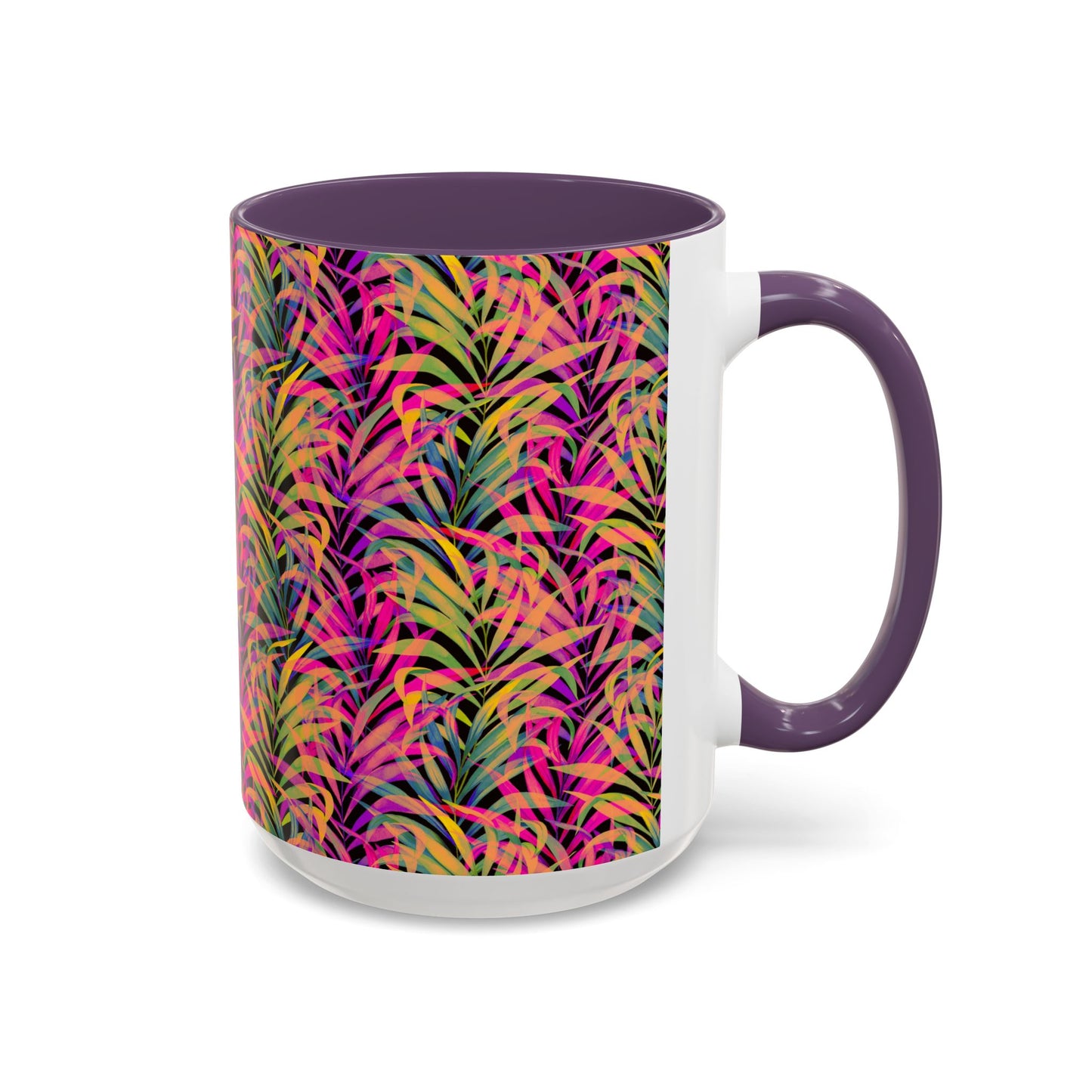 Accent Coffee Mug (11, 15oz), Rainbow Fronds / Various Colors