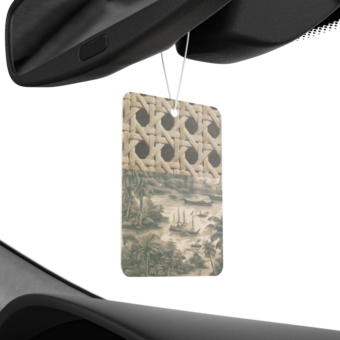 Car Air Freshener - Wicker/Tropical Toile Black