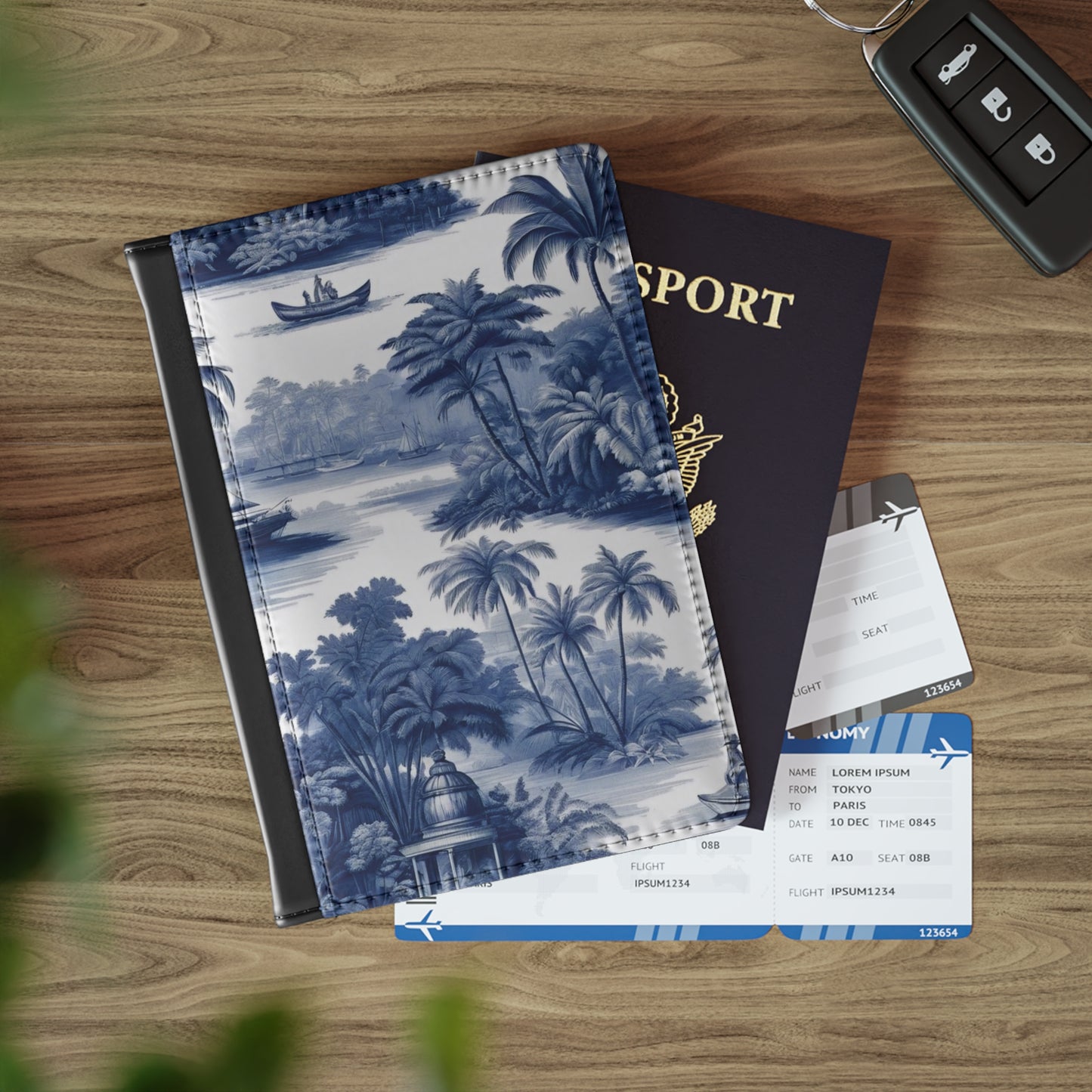 Tropical Passport Cover, Faux Leather - RFID blocking for travel security / My Last Voyage