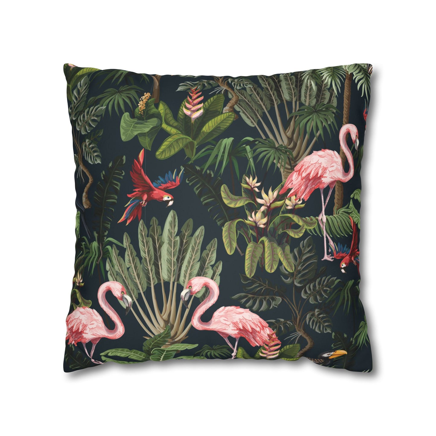 Faux Suede Square Pillowcase - Midnight Rainforest Party