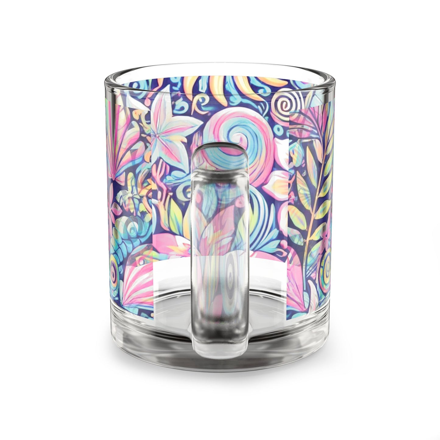 Tropical Glass Mug - 10oz Coffee Cup / Happy Tropics