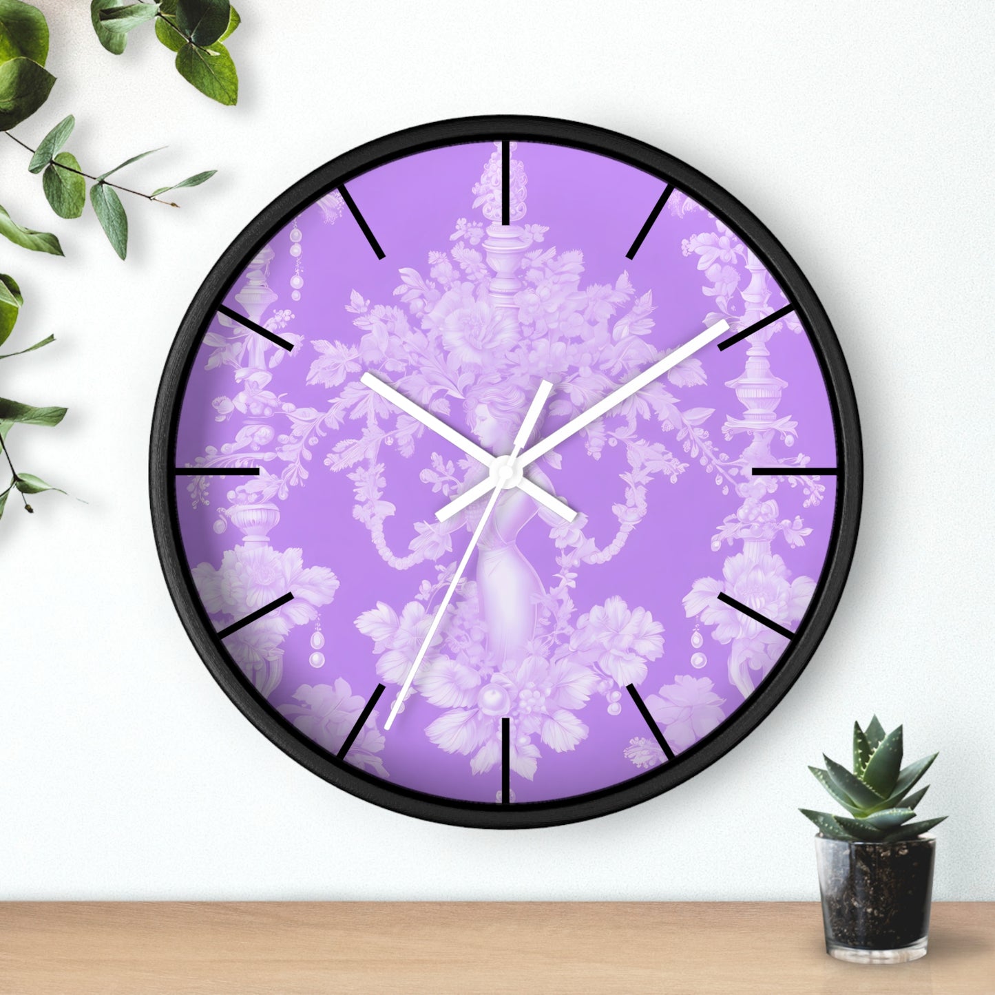 Wall Clock, Pearl Lady Toile / Purple, Hands/Base Variants