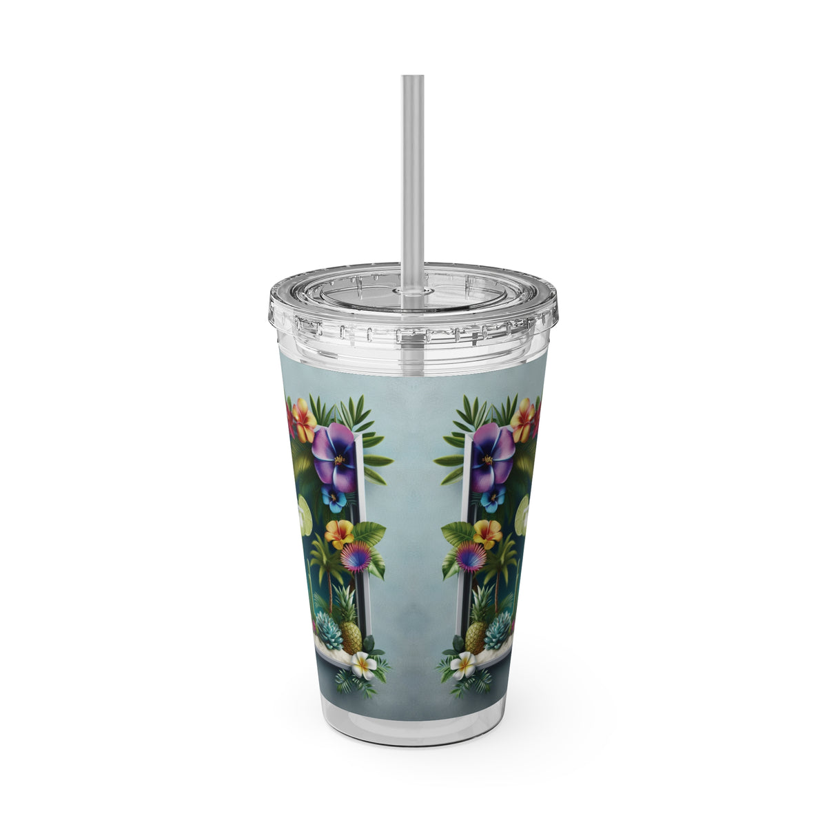 Tropical Tumbler with Straw | 16oz Colorful Travel Cup / Tropical Margarita