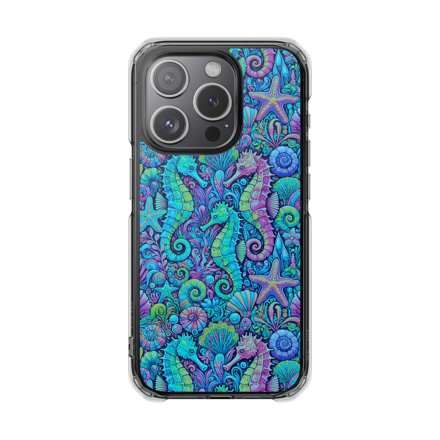 Seahorses/Turquoise POP Magnetic Clear Phone Case, Many Models