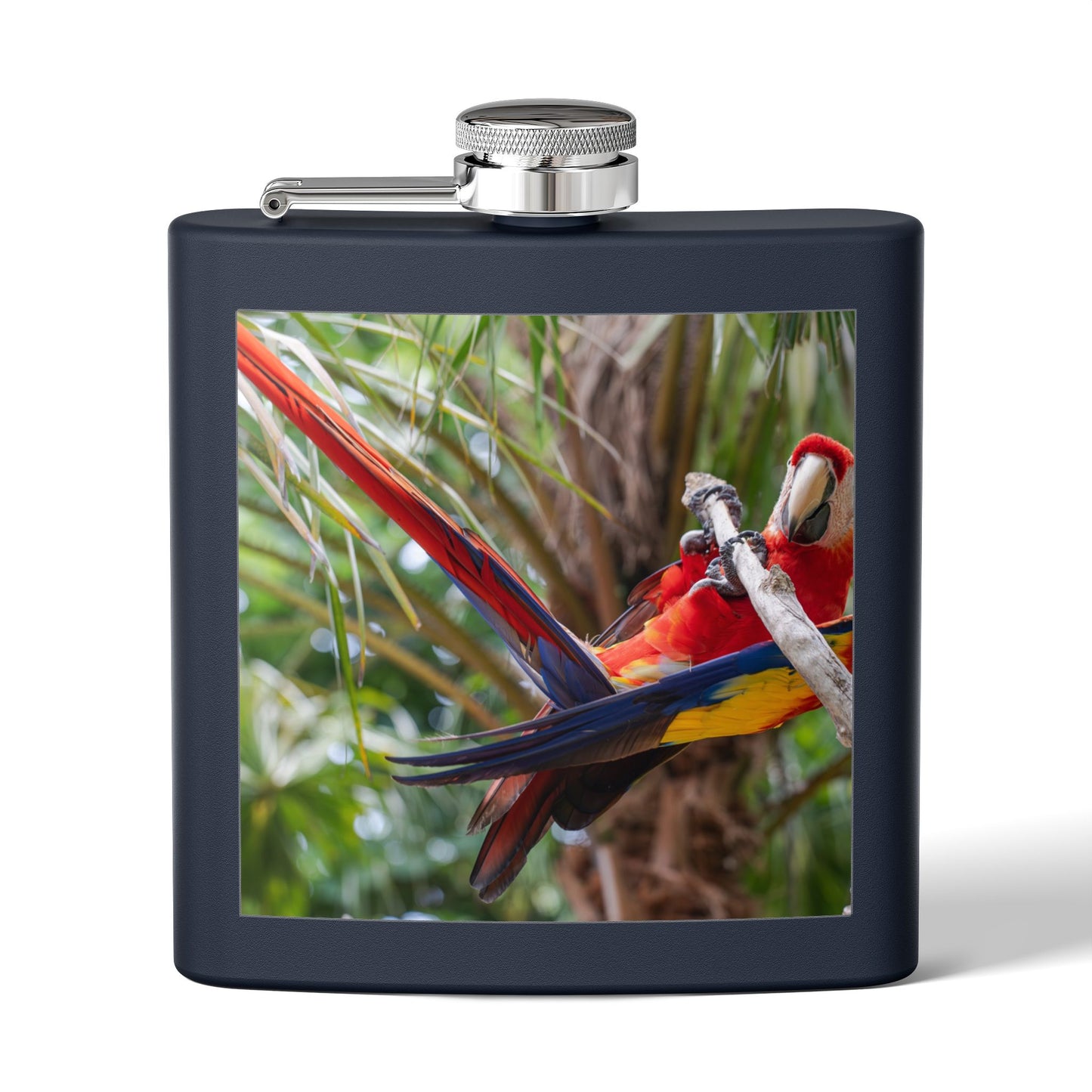 Tropical Stainless Steel 6 oz. Flask, Many Colors  – Perch Up! Parrot